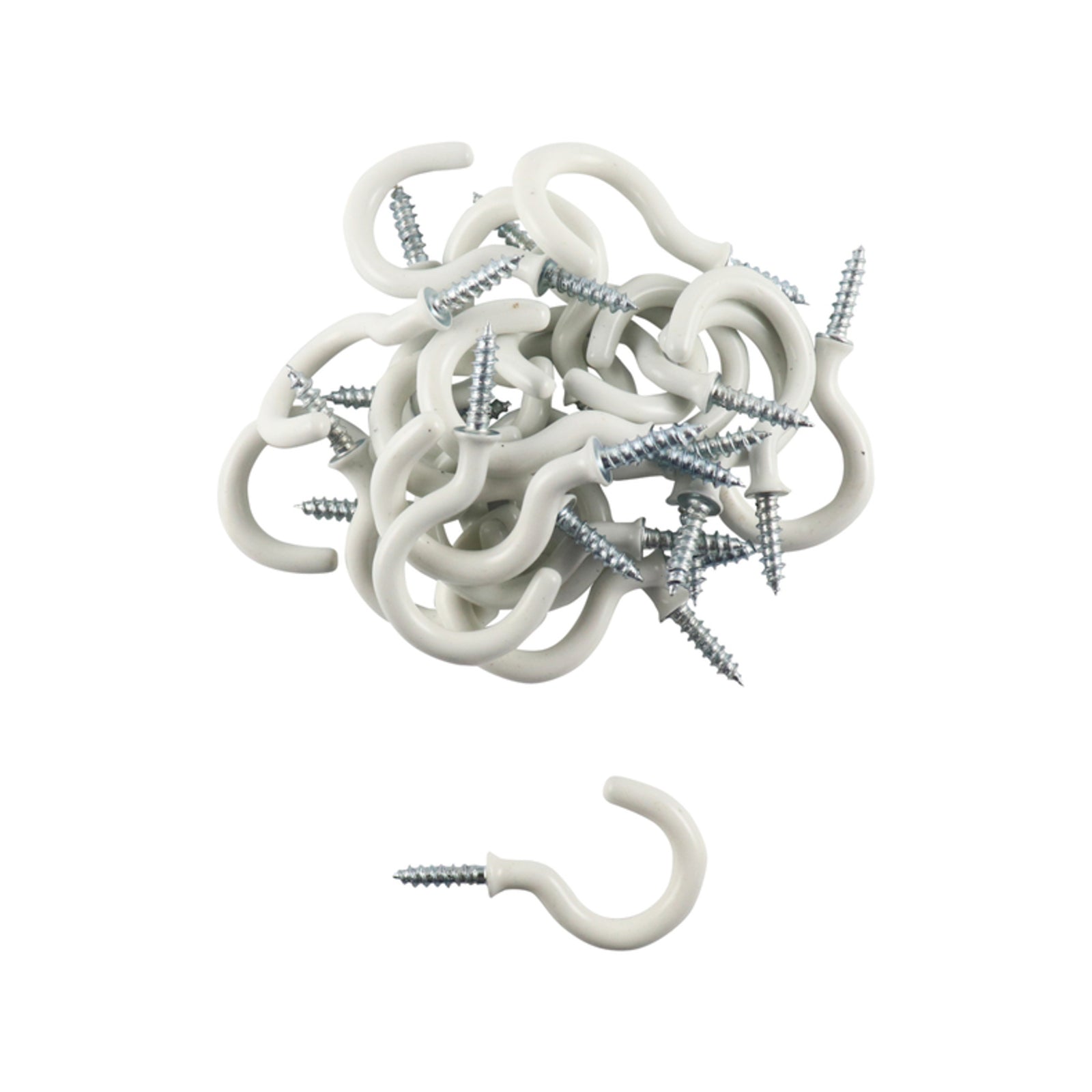 Everhang 18mm White PVC Coated Steel Cup Hook - 25 Pack