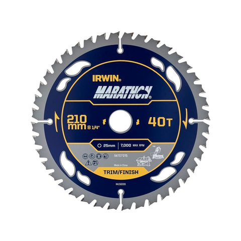 Irwin 210mm 40t Marathon Circular Saw Blade - Tungsten Carbide - Durable - SuperSaverAU - view 1