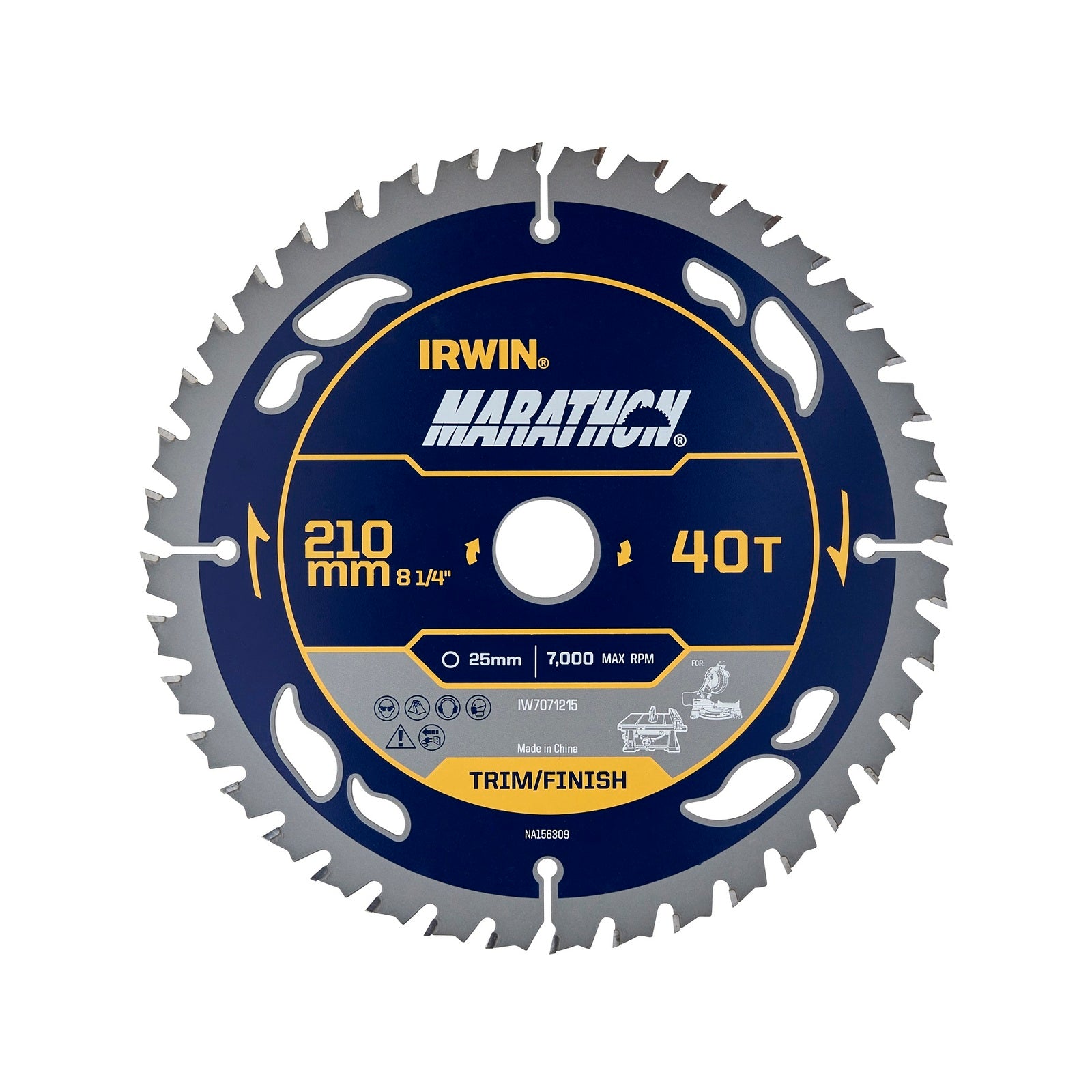 Irwin 210mm 40T Marathon Circular Saw Blade 25mm Arbor 16mm Bush