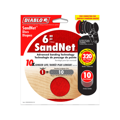 Diablo Orbital SandNet Discs - 150mm - Aluminium Oxide - 320 Grit - 10 Pack - SuperSaverAU - view 1