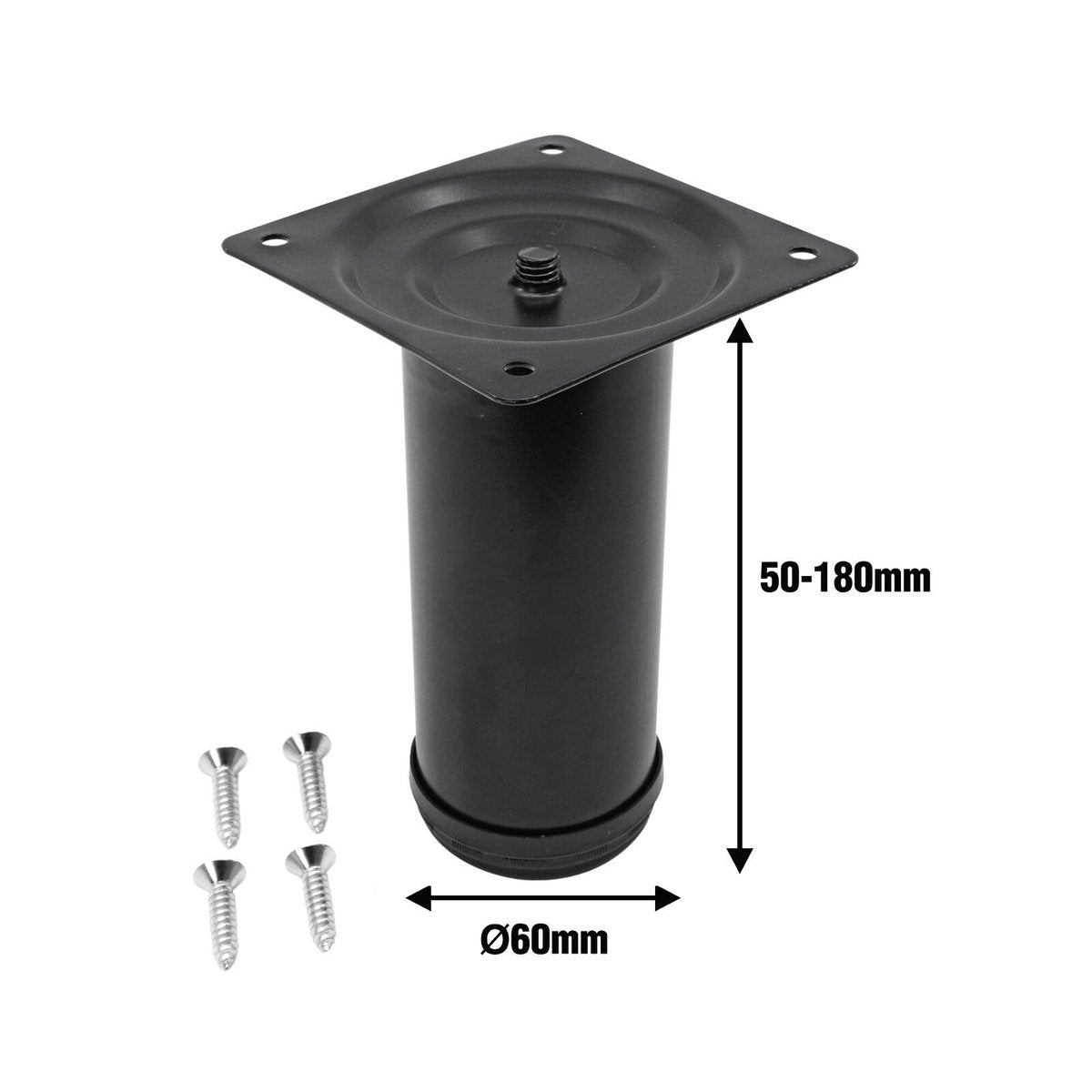 Adoored 60 x 150mm Black Round Steel Table Leg