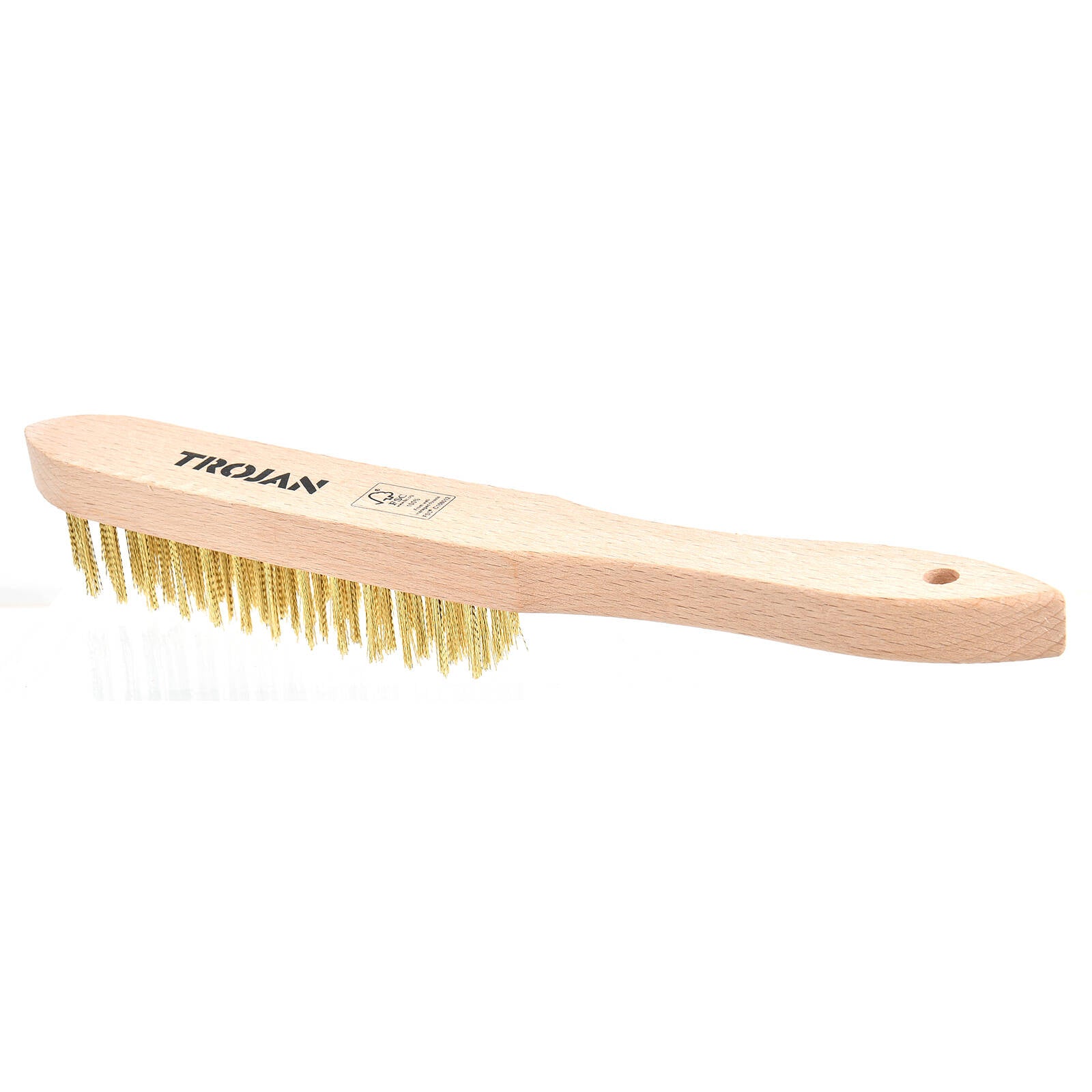 Trojan 5 x 15 Row Brass Wire Brush with Timber Handle