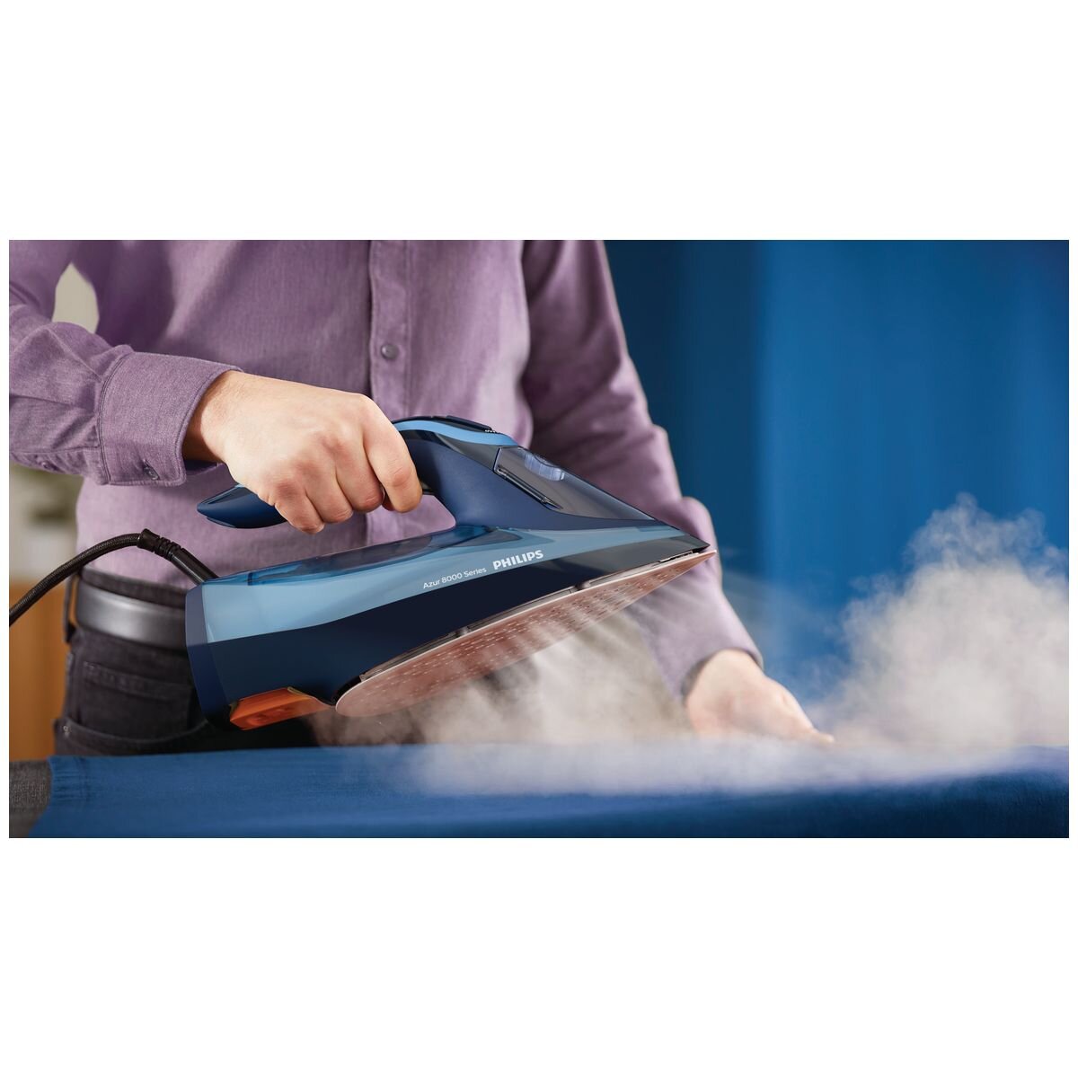 Philips Azur 8000 Series steam iron - 2400W, 240g steam boost, SteamGlide Elite soleplate - DST8020-20
