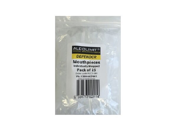 Alcolimit 250 Defender Personal Breathalyser Mouthpieces - Individually Wrapped for Hygiene, Clear - ALCO-082