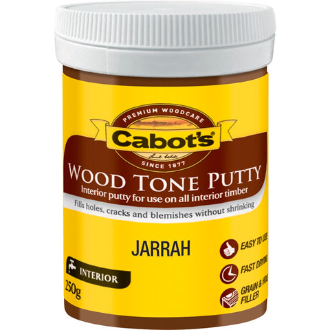 Cabot's Wood Tone Putty 250g Jarrah Water Based Sandable Interior Wood Filler