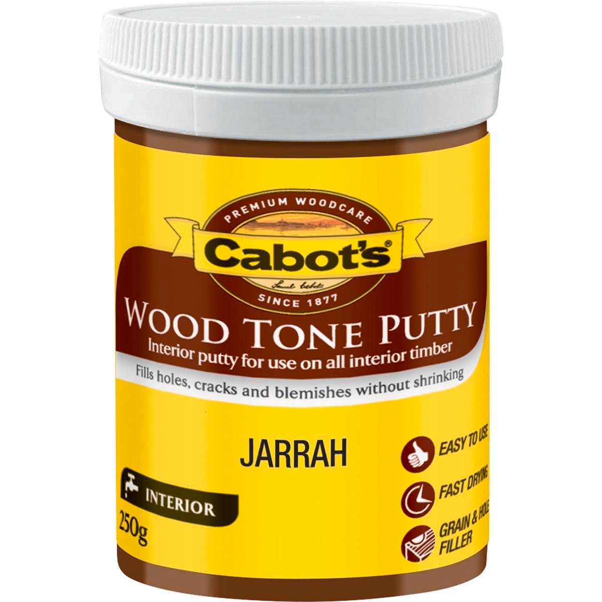 Cabot's Wood Tone Putty 250g Jarrah Water Based Sandable Interior Wood Filler