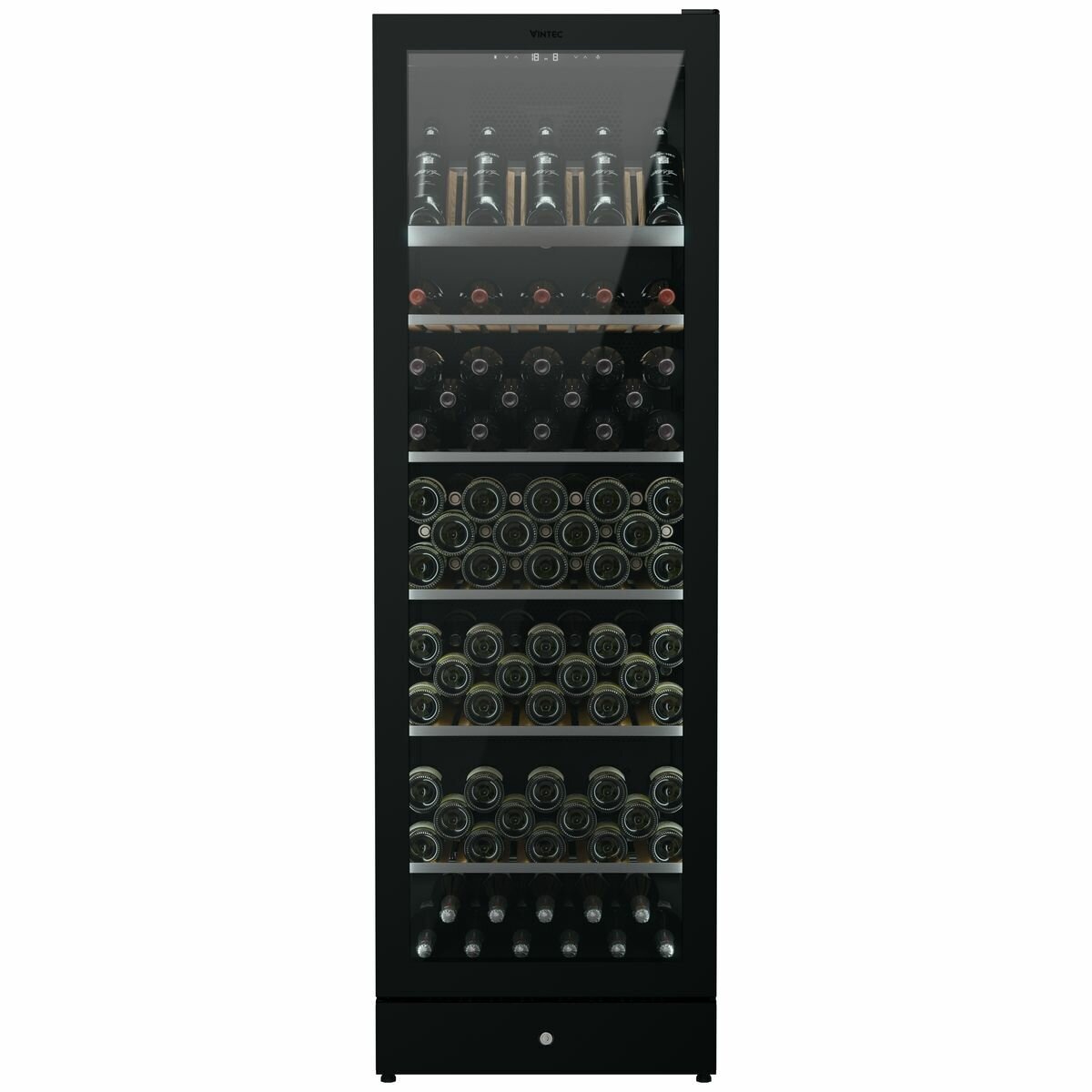 Vintec 198 Bottle Multi-Zone Wine Storage Cabinet - Black, UV-Protected Glass Door - VWM198SBA-R