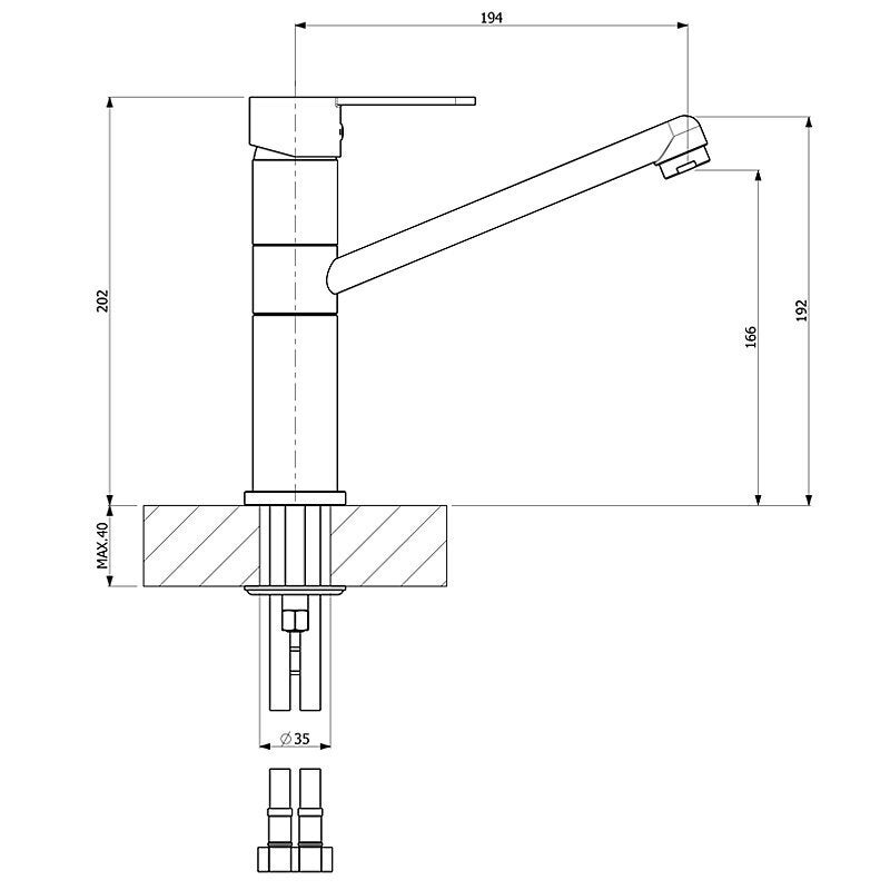 Abey Cristalite Plus double bowl sink pack with kitchen mixer - top or undermount - Concrete - TN200TC