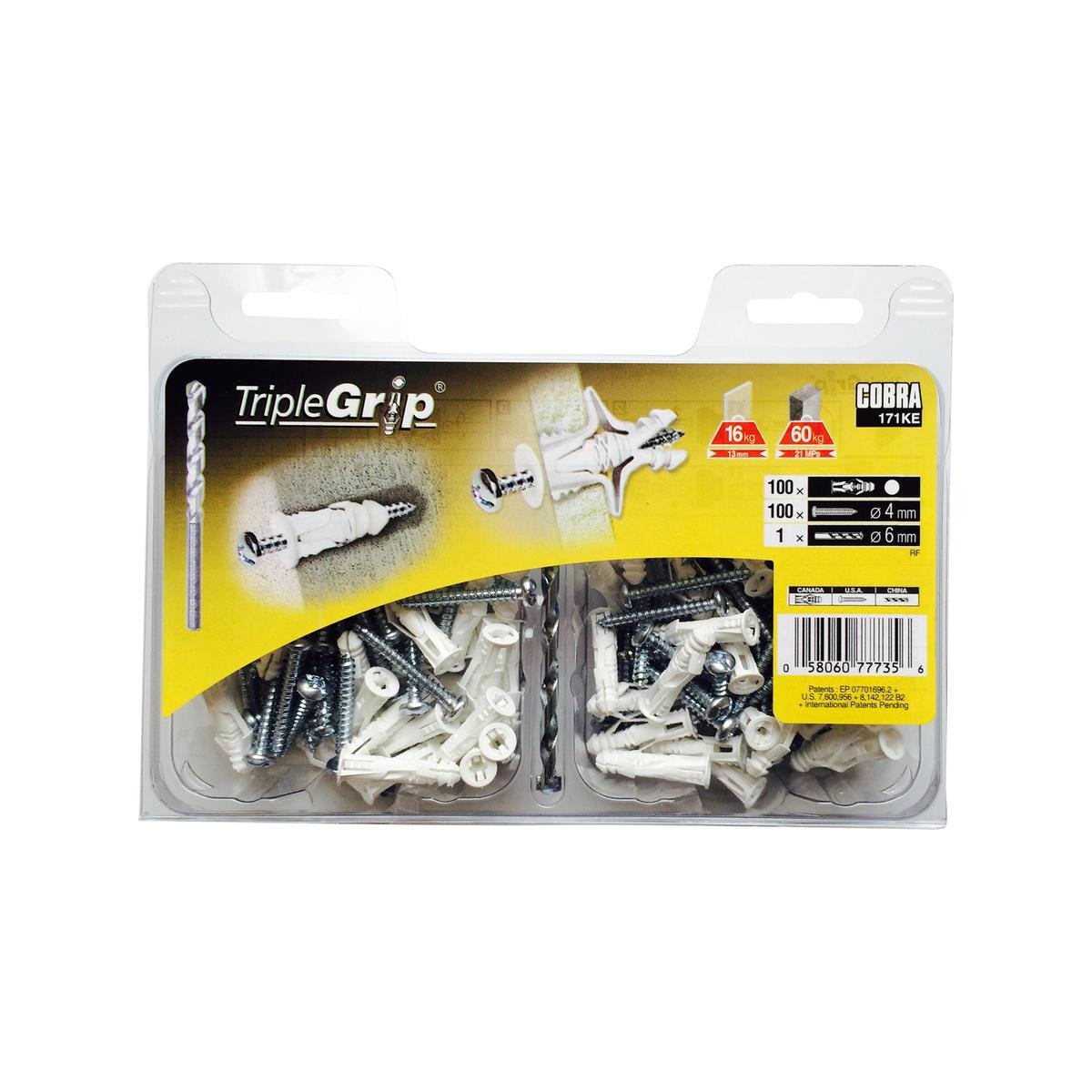 Cobra 4.0mm 171KE Triple Grip Anchor Screws - 100 Pack