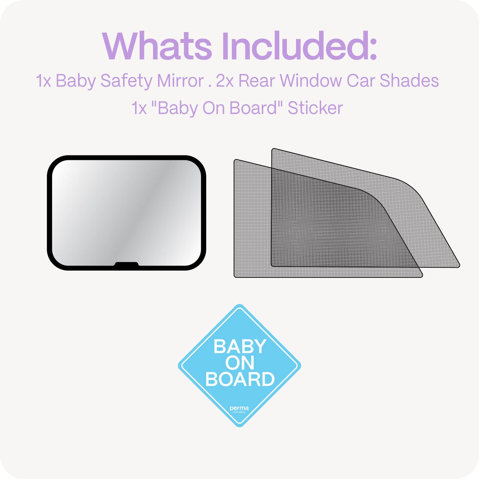 Perma Child Safety Travel Kit, Twin Sunshades, Baby Mirror & Sign 3 Piece