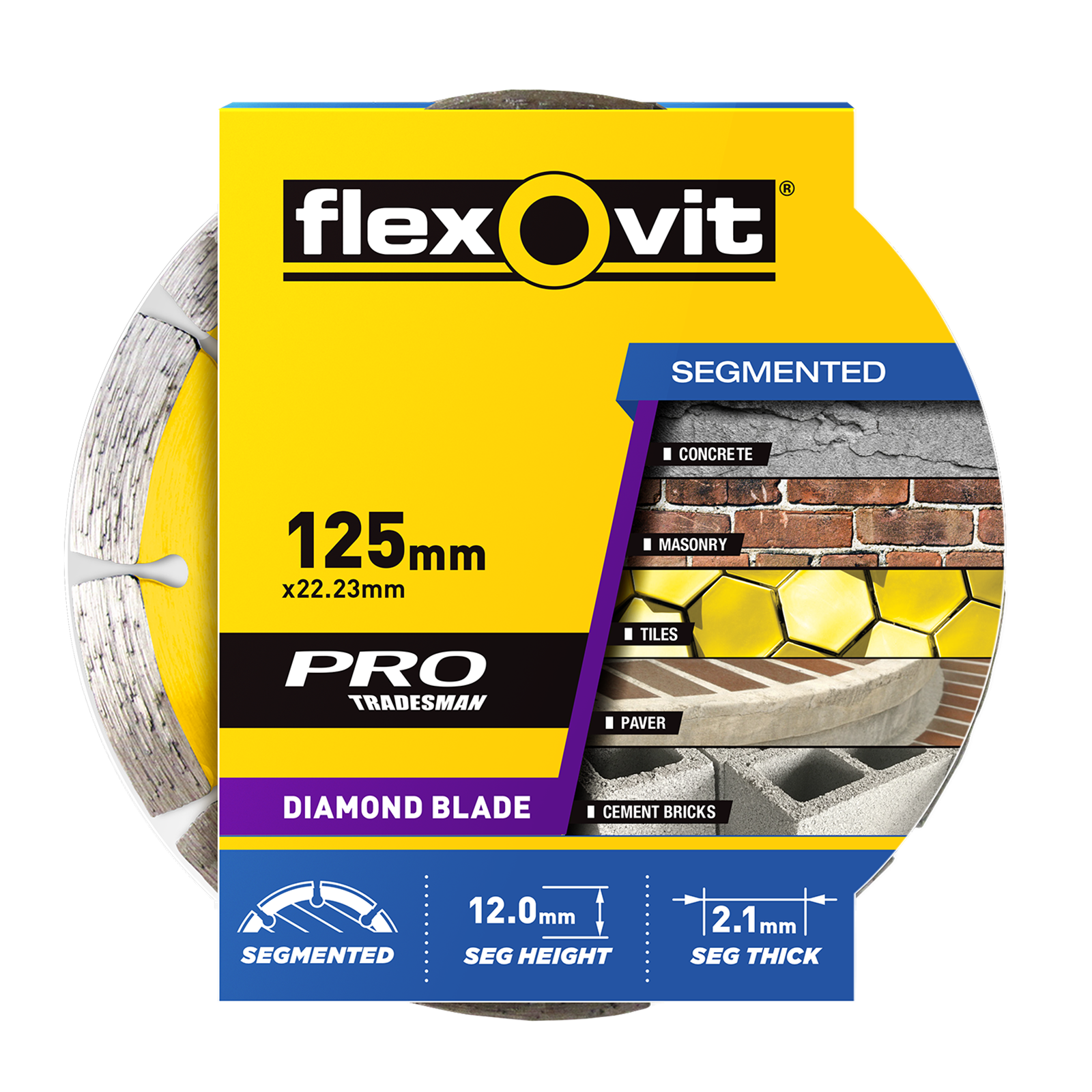 Flexovit 125 x 22.23mm Segmented Diamond Blade for Angle Grinder Concrete Brick