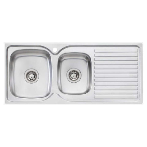 Oliveri Endeavour 1 and 3/4 Bowl Topmount Sink - Right Hand Drainer, 304 Stainless Steel - EE11