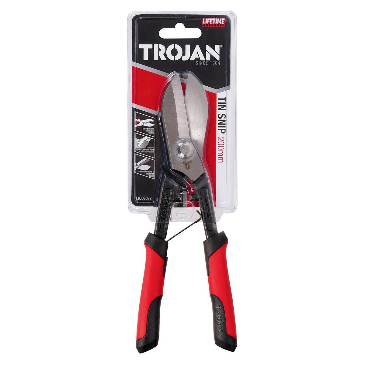 Trojan Tin Snips - 200mm - Cold Rolled Steel - Spring Loaded Jaws - SuperSaverAU - view 1