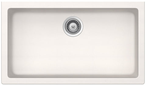 Abey Schock Signus large undermount single bowl sink 35L - Polaris white, plug and waste - N-100XLYW