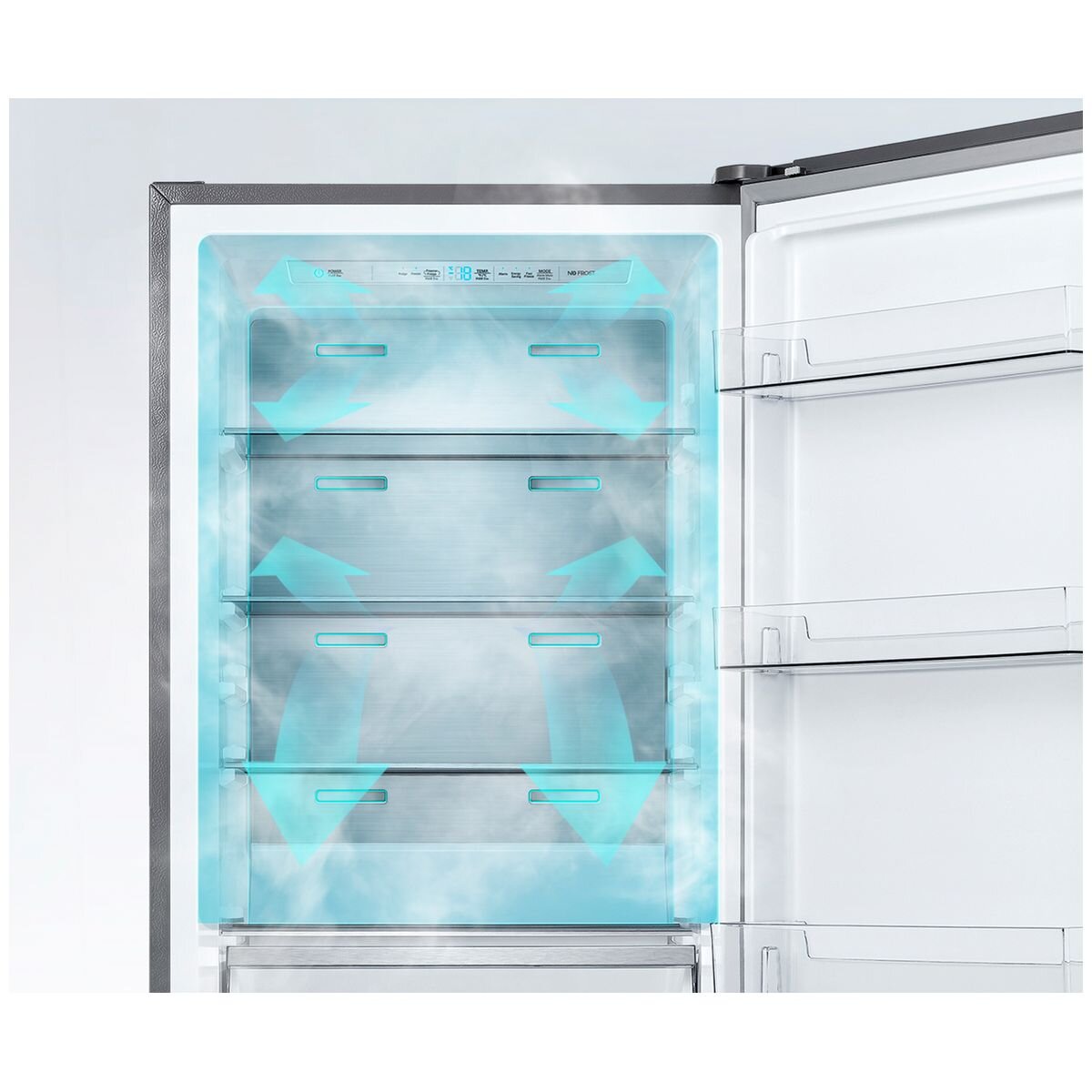 Hisense 384L Single Door Hybrid Fridge Freezer - Brushed Steel - Total No Frost, Super Cool - HRVF384S
