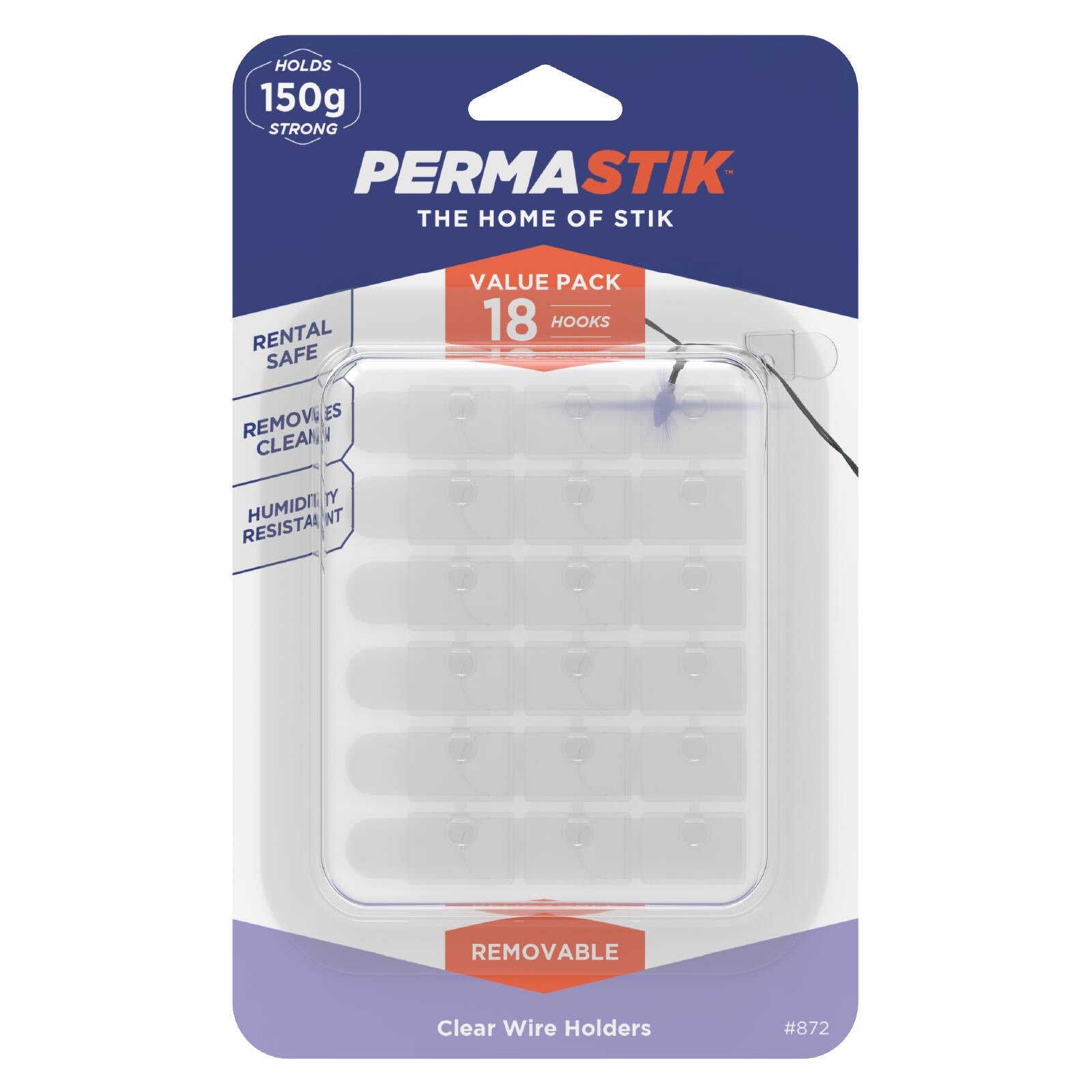 Permastik Clear Self-Adhesive Wire Holders - 18 Pack, Indoor Cable Clips