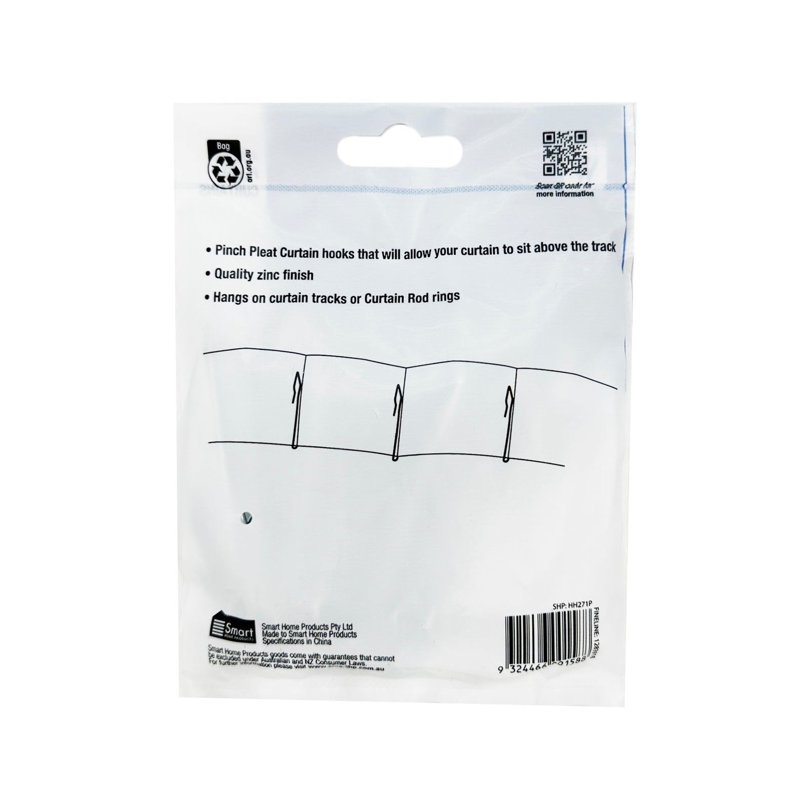 Windoware 13mm Metal Slip In Curtain Hook - 14 Pack