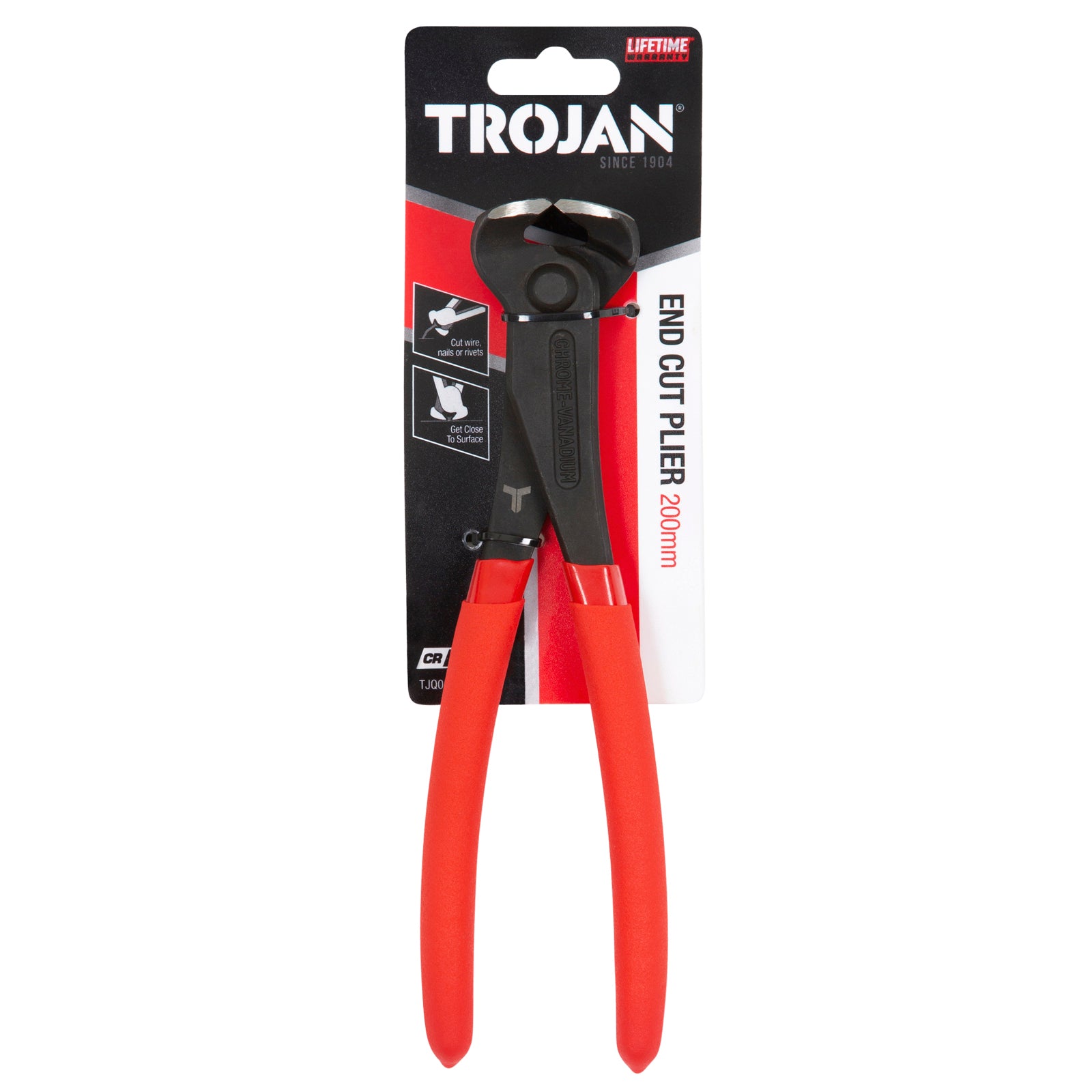 Trojan 200mm End Cut Plier Red and Black CRV