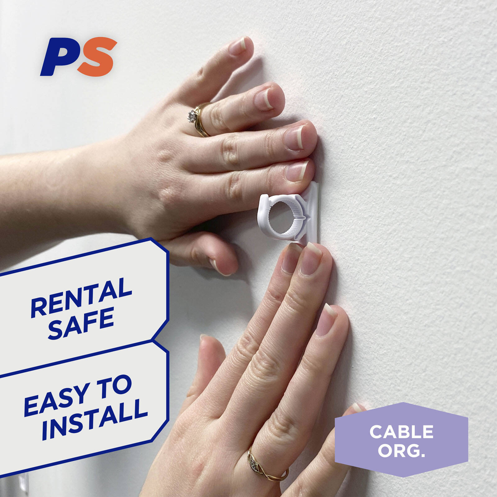 Permastik Small White Cable Clips, Self-Adhesive - 5 Pack