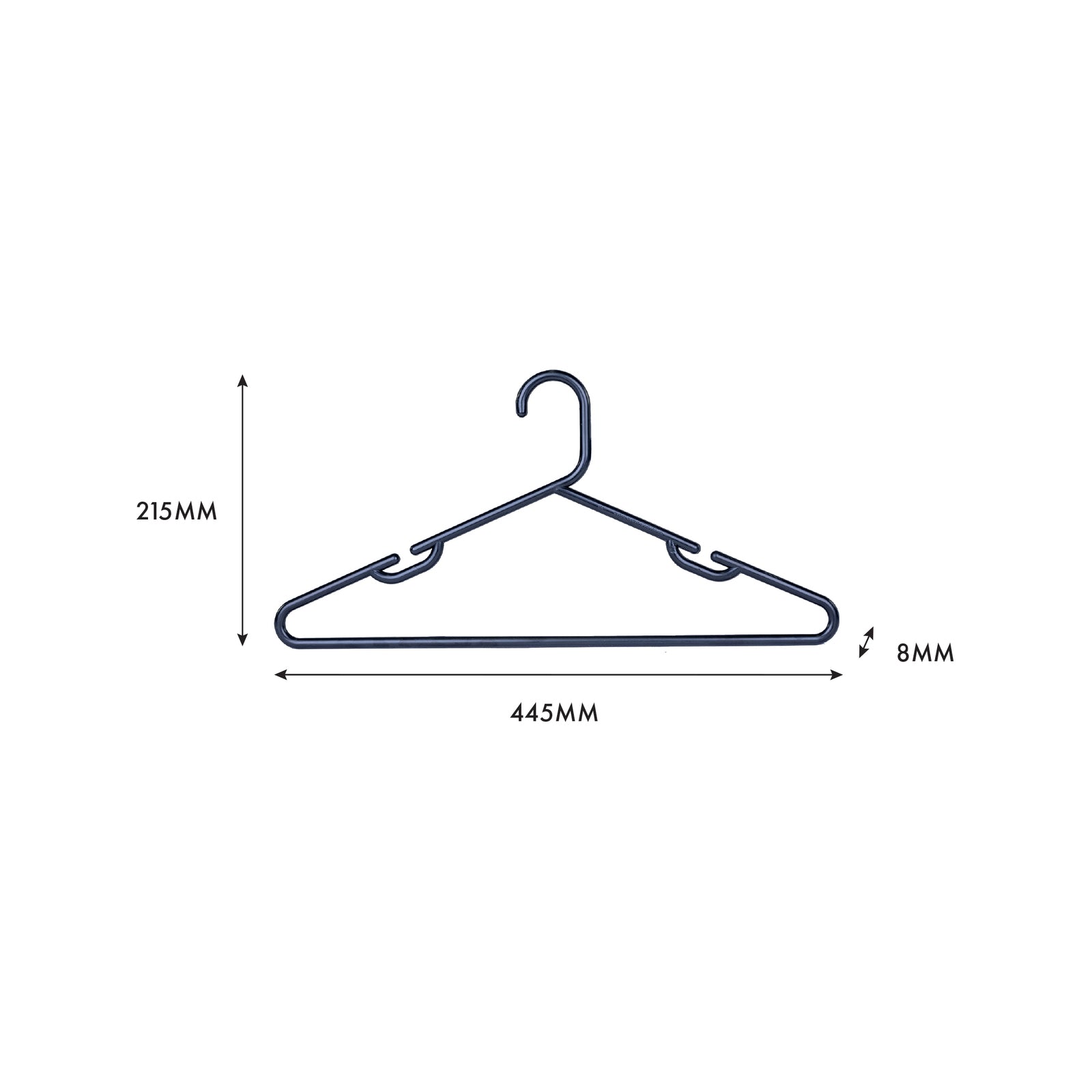 Practa Black Heavy Duty Plastic Tube Clothes Hangers 15 Pack