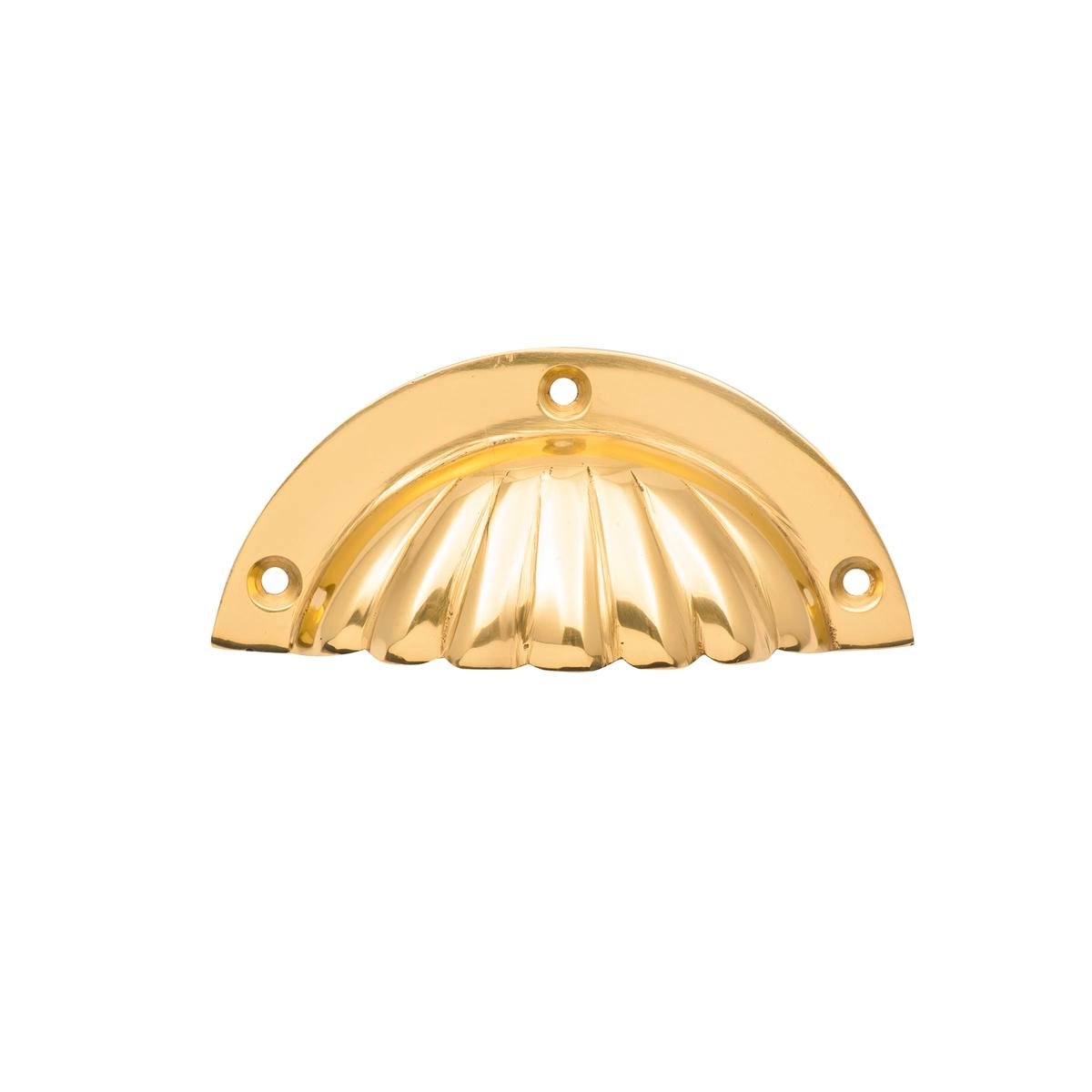 Prestige 37mm Polished Brass Shell Cup Drawer Pull Handle, Traditional Cabinet Pull