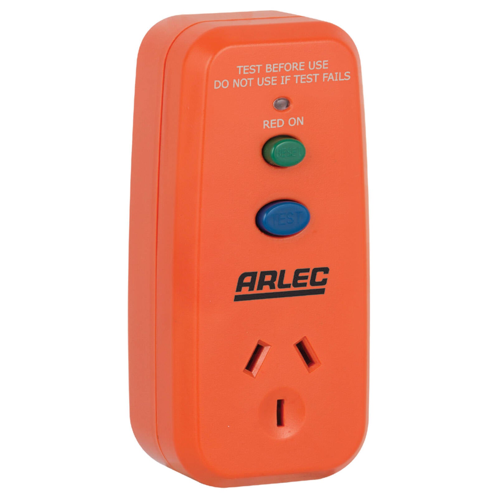 Arlec Single Outlet Safety Switch - 10A RCD Protected Plug-In Adaptor, Orange PB91