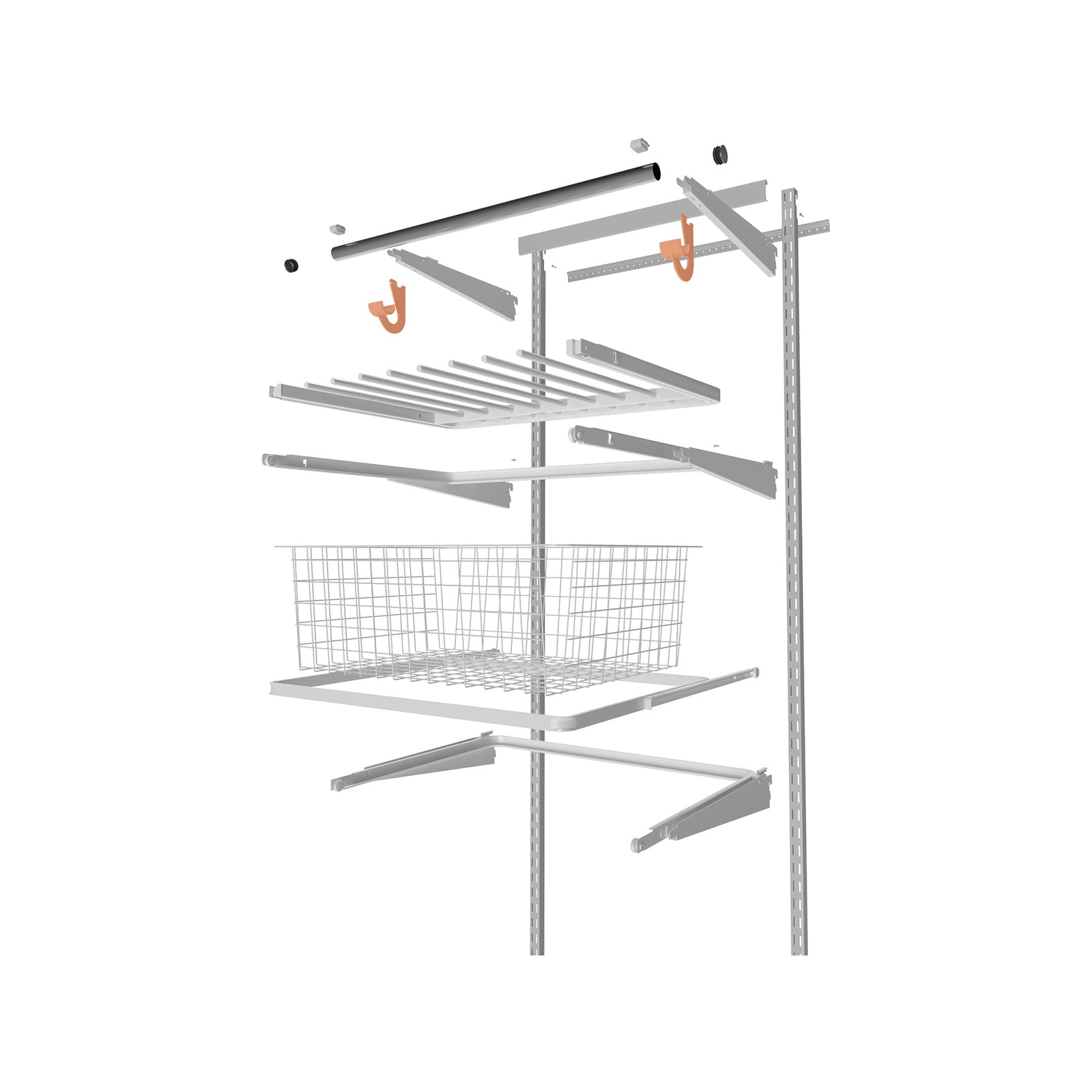Flexi Storage Home Solutions White Hanging Rod Bracket - Steel 2 Pack Wardrobe Clip-On
