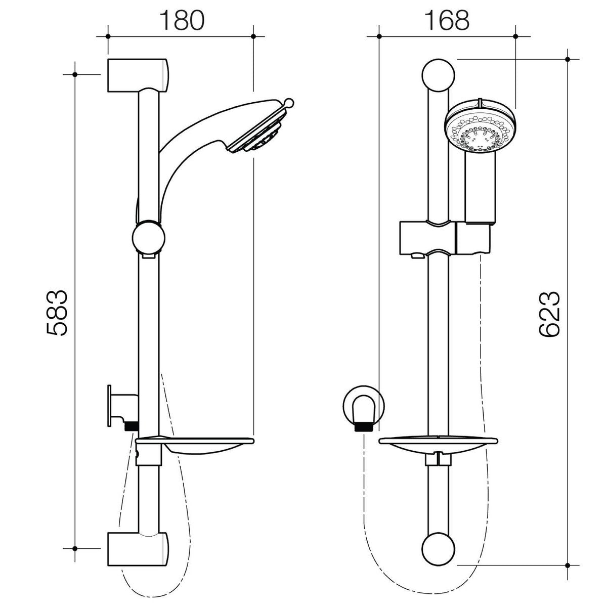 Flexispray Bermuda Classic 5 Function Rail Shower Chrome - 3 Star WELS