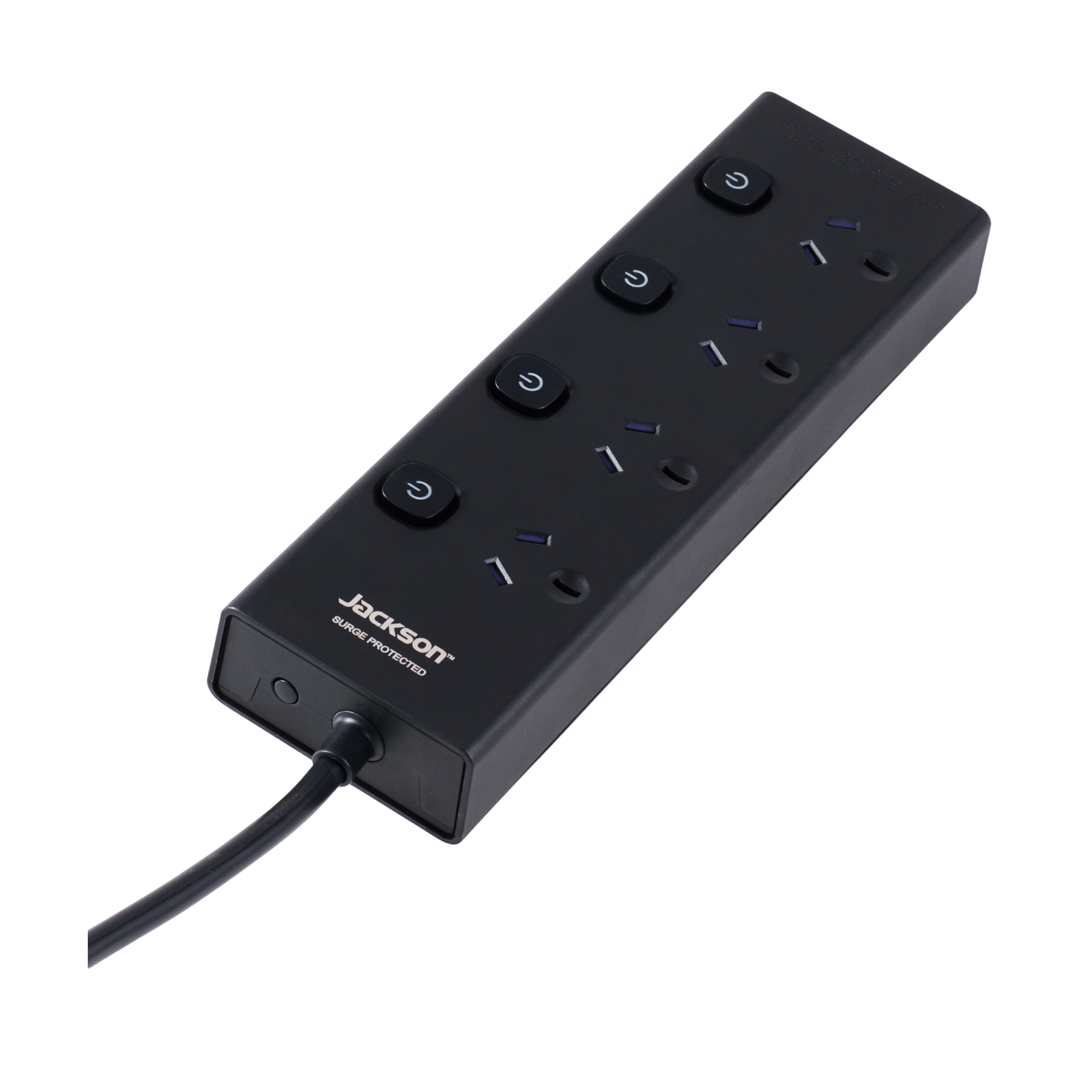 Jackson 4 Outlet Powerboard 4 Individual Switches Surge Overload 1.8m Black PT44ISB