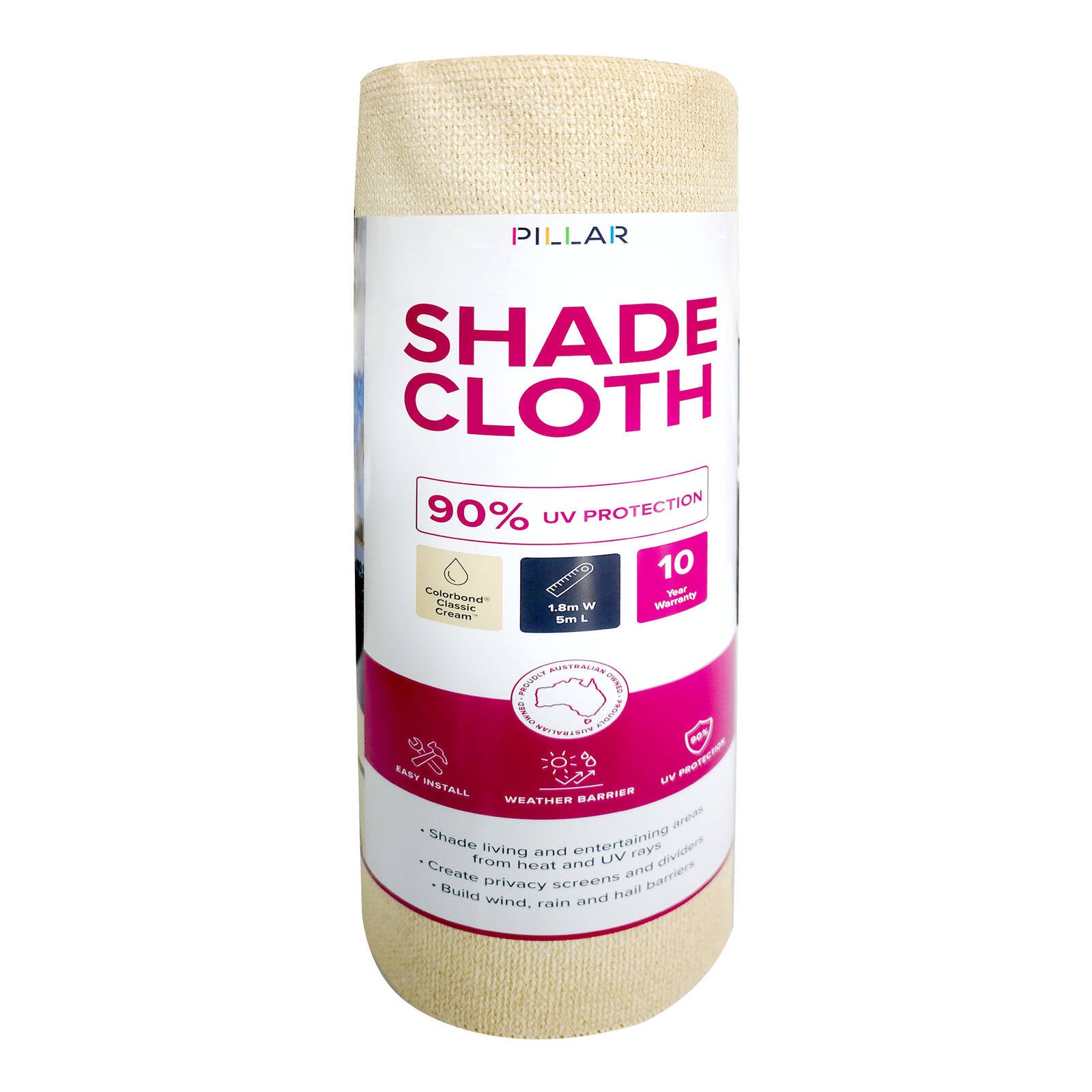 Pillar Products 1.83 x 5m Classic Cream 90% Shade Cloth