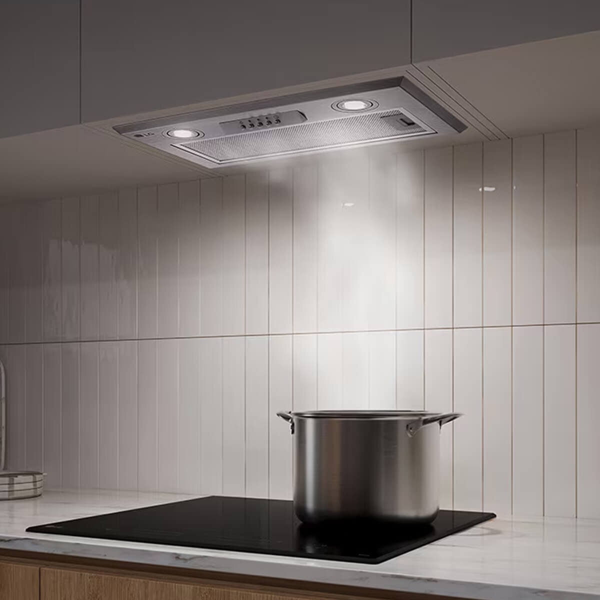 LG 52cm undermount rangehood - 610m³/h extraction, 3 fan speeds, LED lighting, stainless steel - BR605IU1S