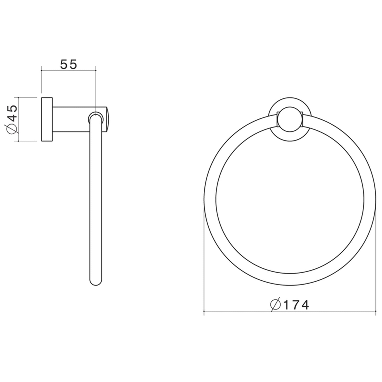 Caroma Cosmo Chrome Towel Ring, Polished Metal Wall Mount