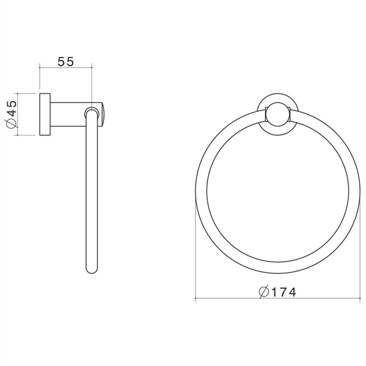 Caroma Cosmo Chrome Towel Ring - 174mm x 174mm x 55mm - Chrome - SuperSaverAU - view 2