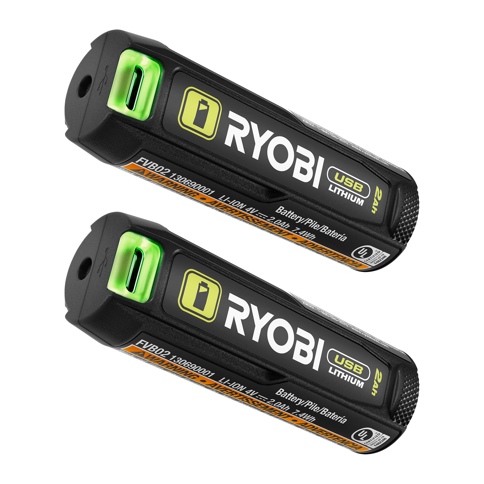 Ryobi USB Lithium 2Ah Battery and Power Bank Twin Pack RB4L2020 with USB-C Cable