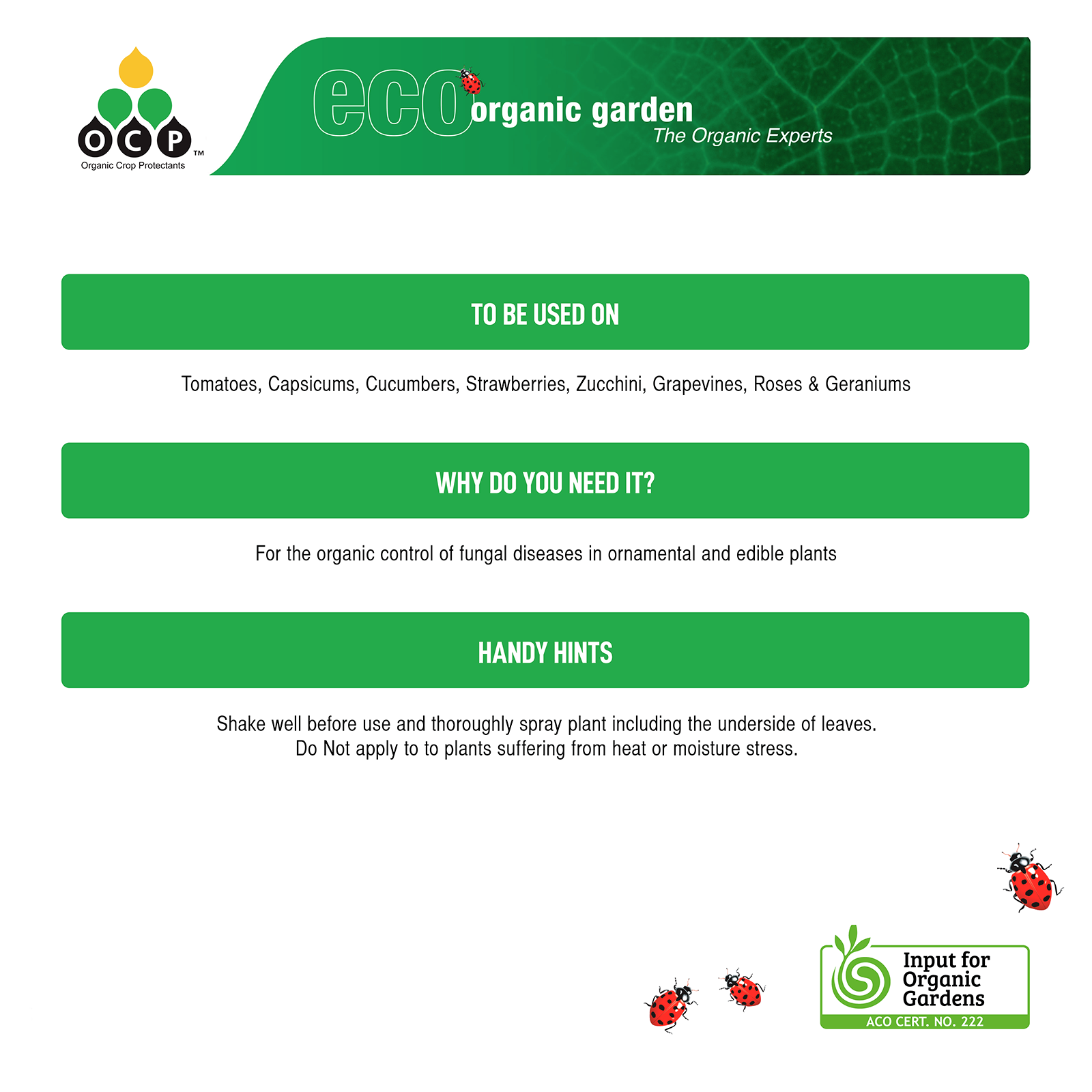 OCP Eco-Fungicide 750ml Ready to Use - Fruit & Vegetable Friendly Contact Spray