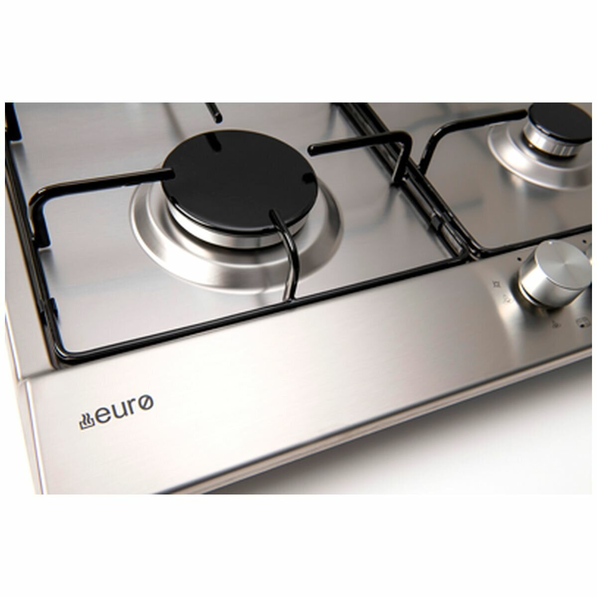 Euro Appliances 60cm Natural Gas Cooktop - Stainless Steel, Four Burners, Flame Failure Safety - ECT600GS