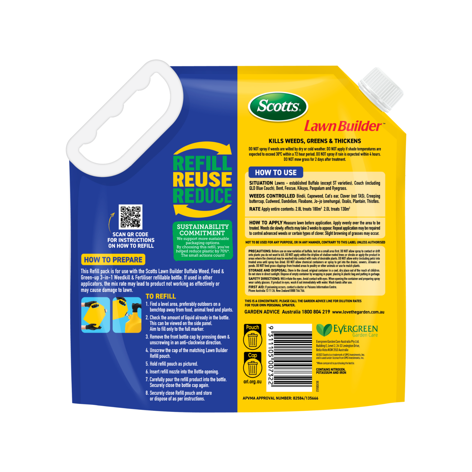 Scotts Lawn Builder Buffalo Weed, Feed & Green Up Refill Pouch, Ready to Use
