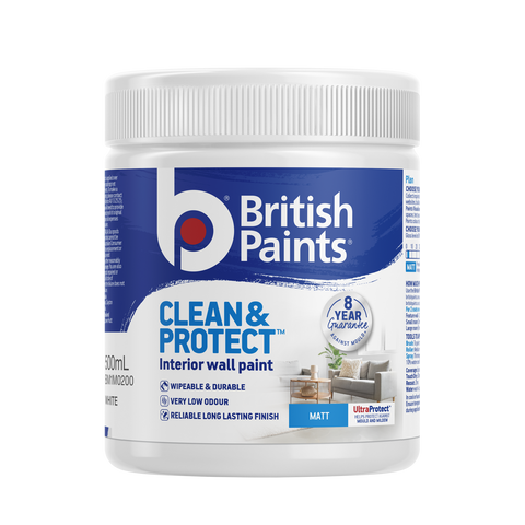 British Paints White Matt Clean & Protect Interior Paint 500ml