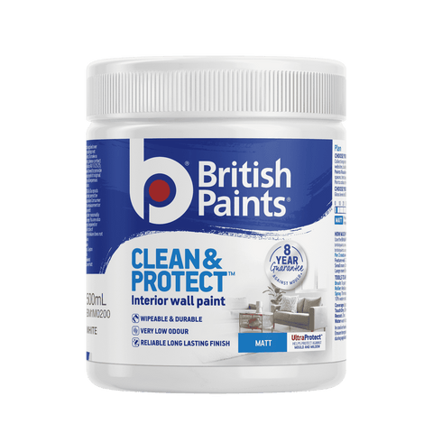 British Paints White Matt Clean & Protect Interior Paint 500ml