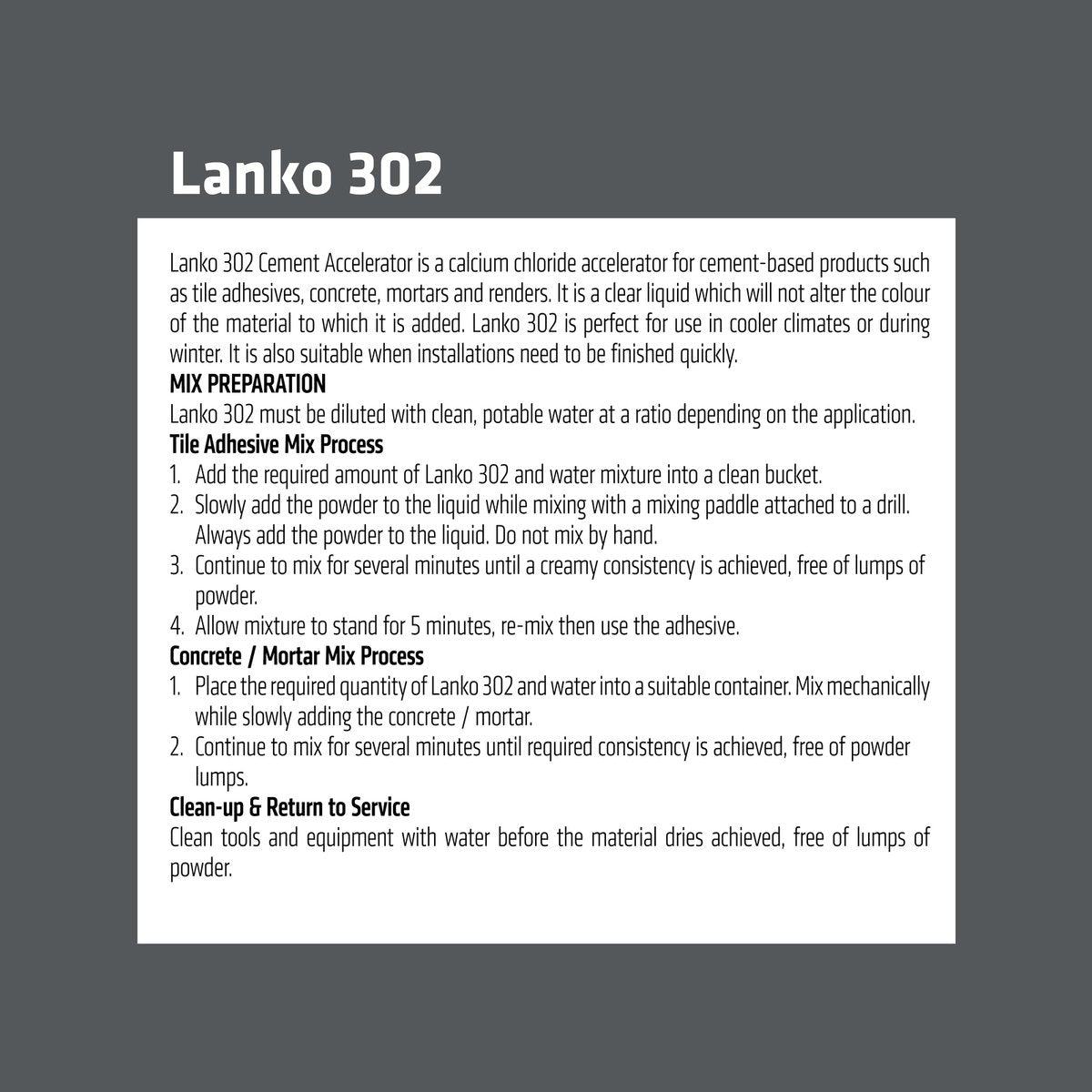 Davco Lanko 302 Cement Accelerator 5L Clear Liquid Additive