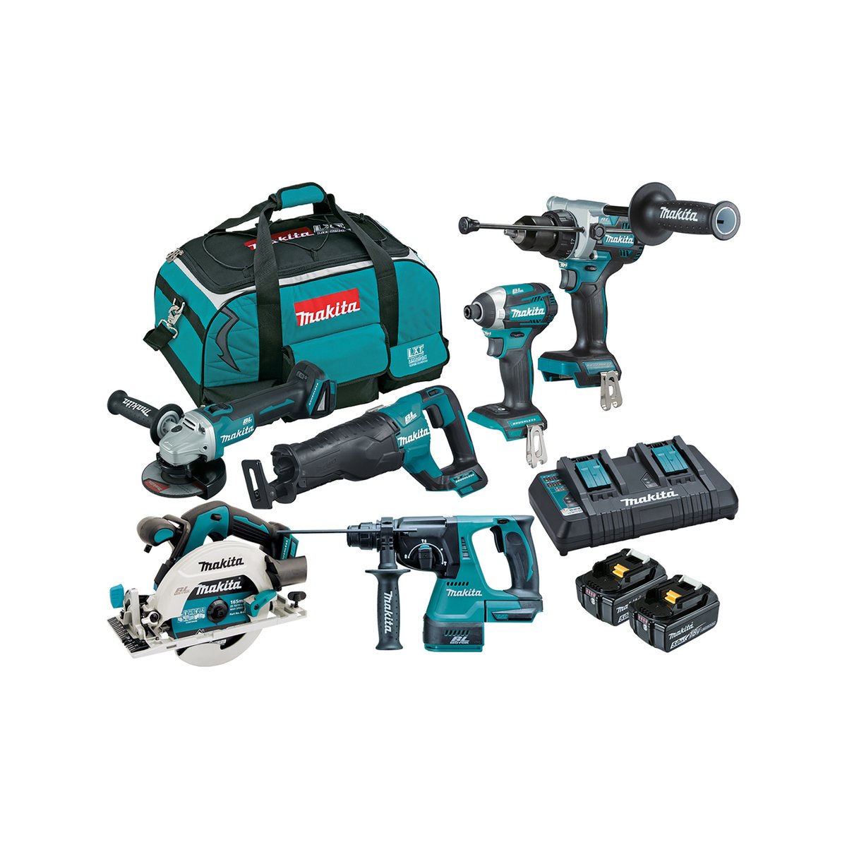 Makita Brushless 6 Piece Combo Kit DLX6109TX1 - 18V - Includes 2 Batteries - Rapid Charger - Carry Bag - SuperSaverAU - view 2
