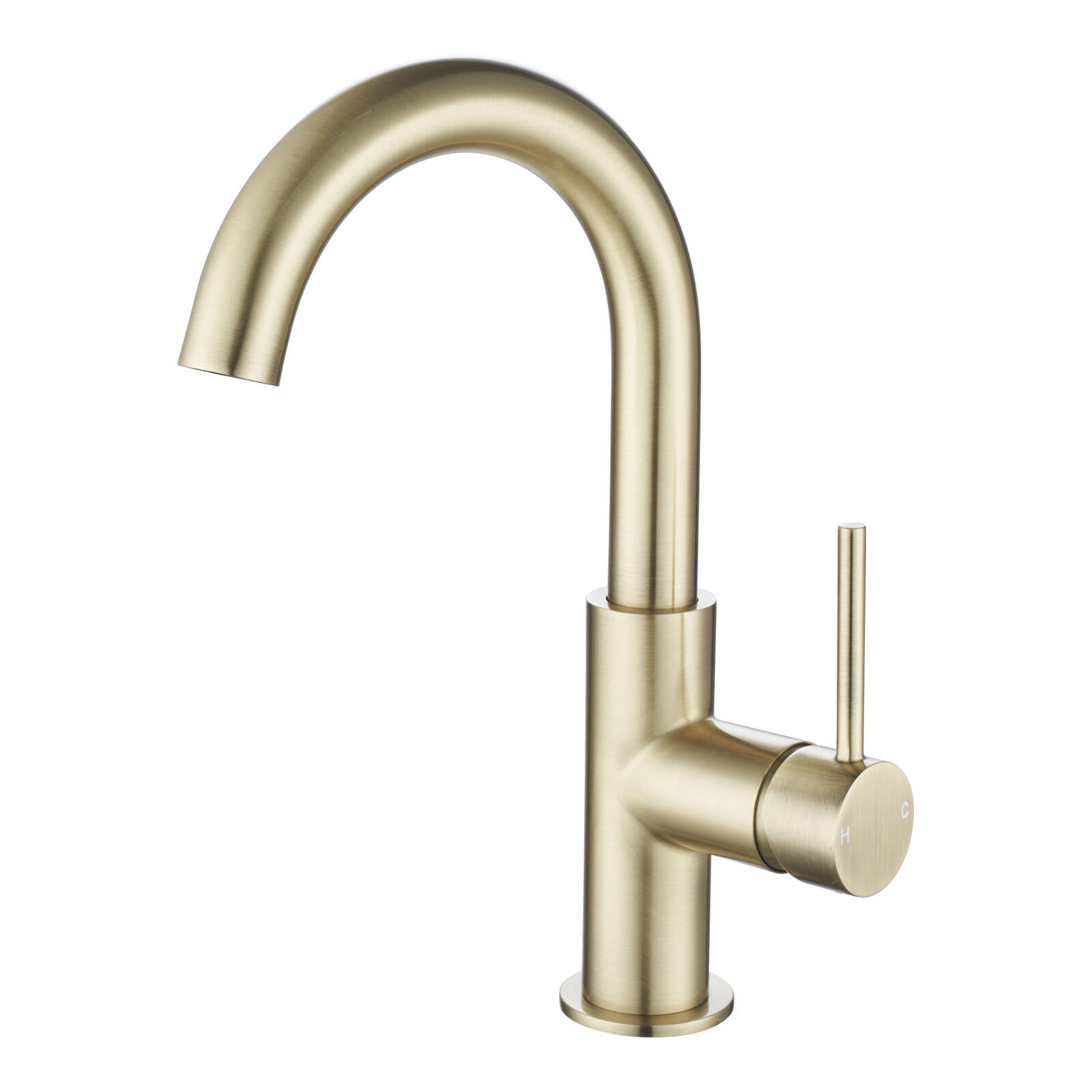 Mondella Resonance 25mm Brushed Brass Swivel Basin Mixer, Pin Lever, Zinc Alloy, 6L/min WELS 5 Star