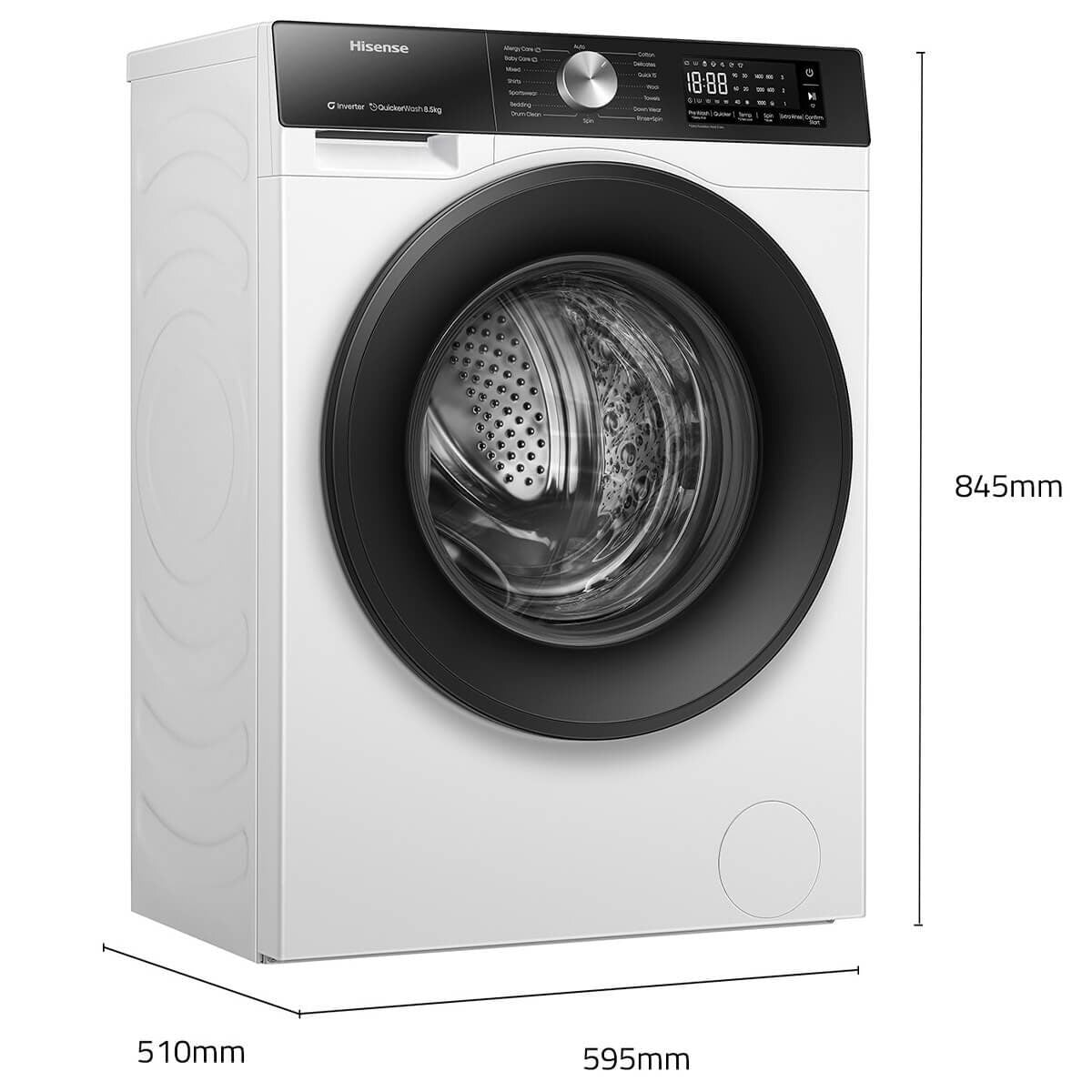 Hisense Series 3 8.5kg Front Load Washing Machine - Jet Wash, Steam Function, 1400rpm Spin - HWF3S8514X