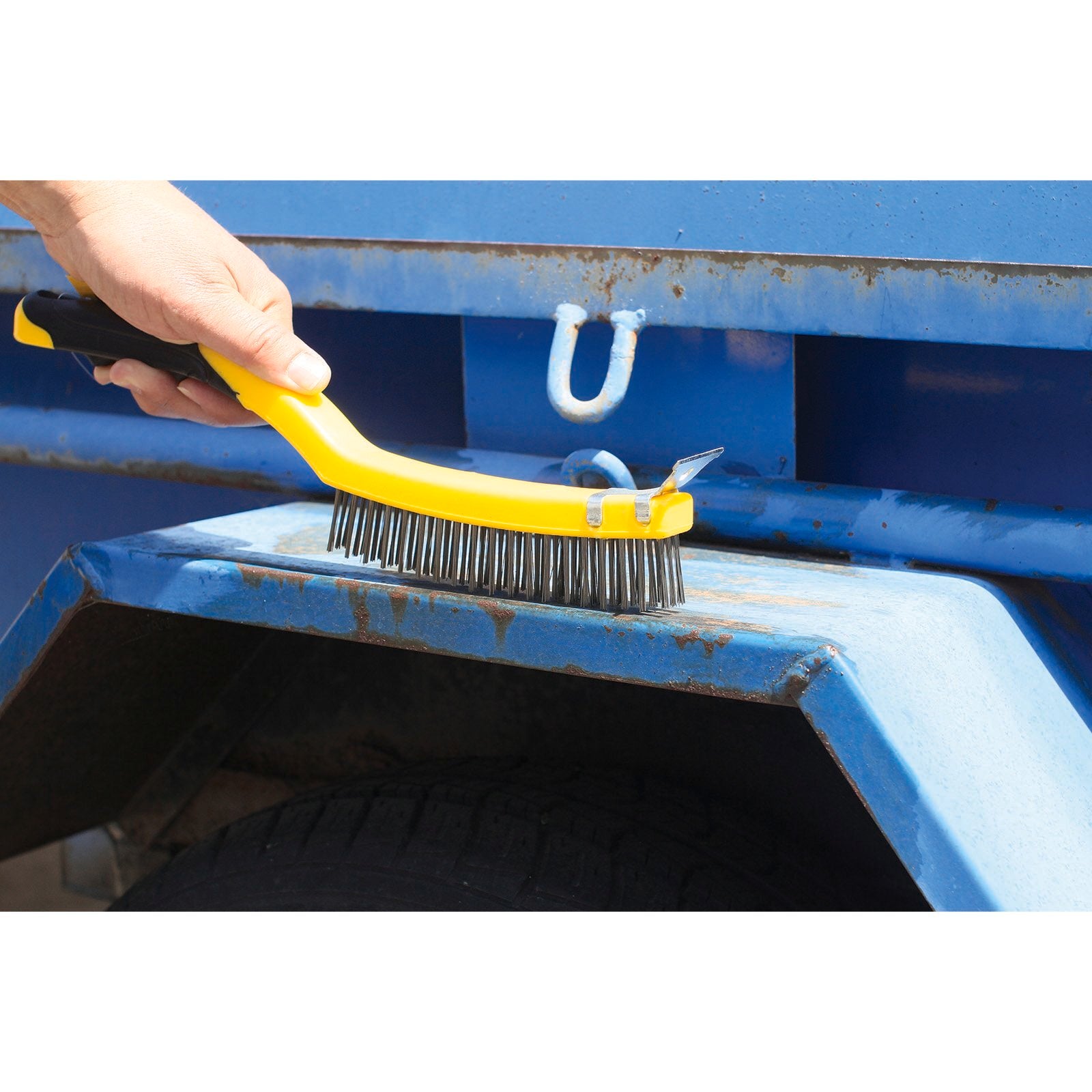 Uni-Pro Heavy Duty Rust and Paint Removal Wire Brush 4 Row with Scraper