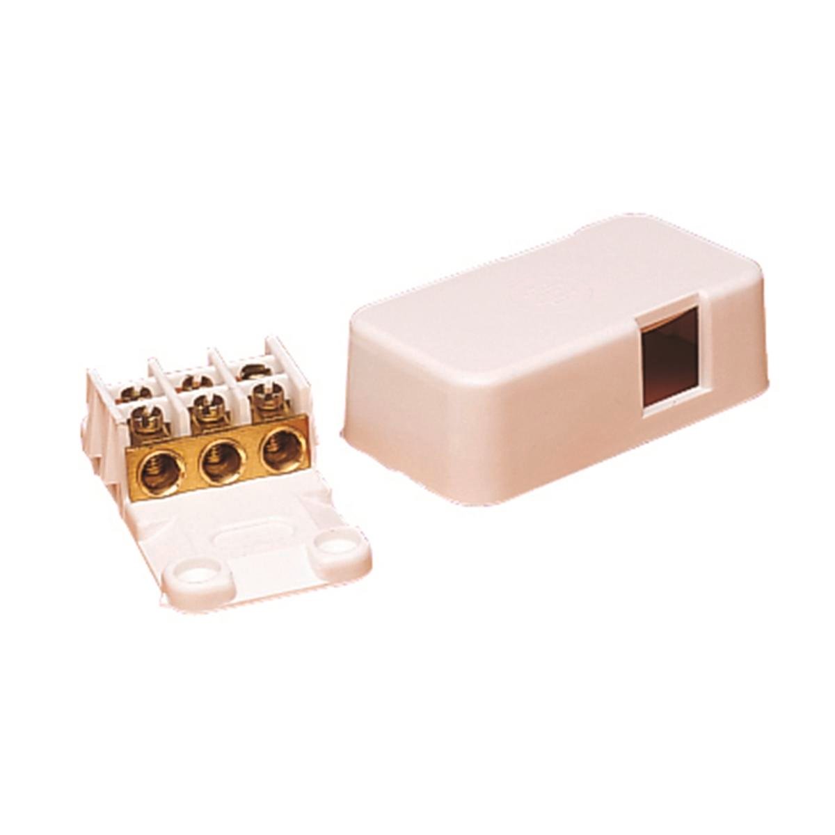 HPM Miniature Junction Box with 3 x 30A Terminals, 37 x 68mm, White