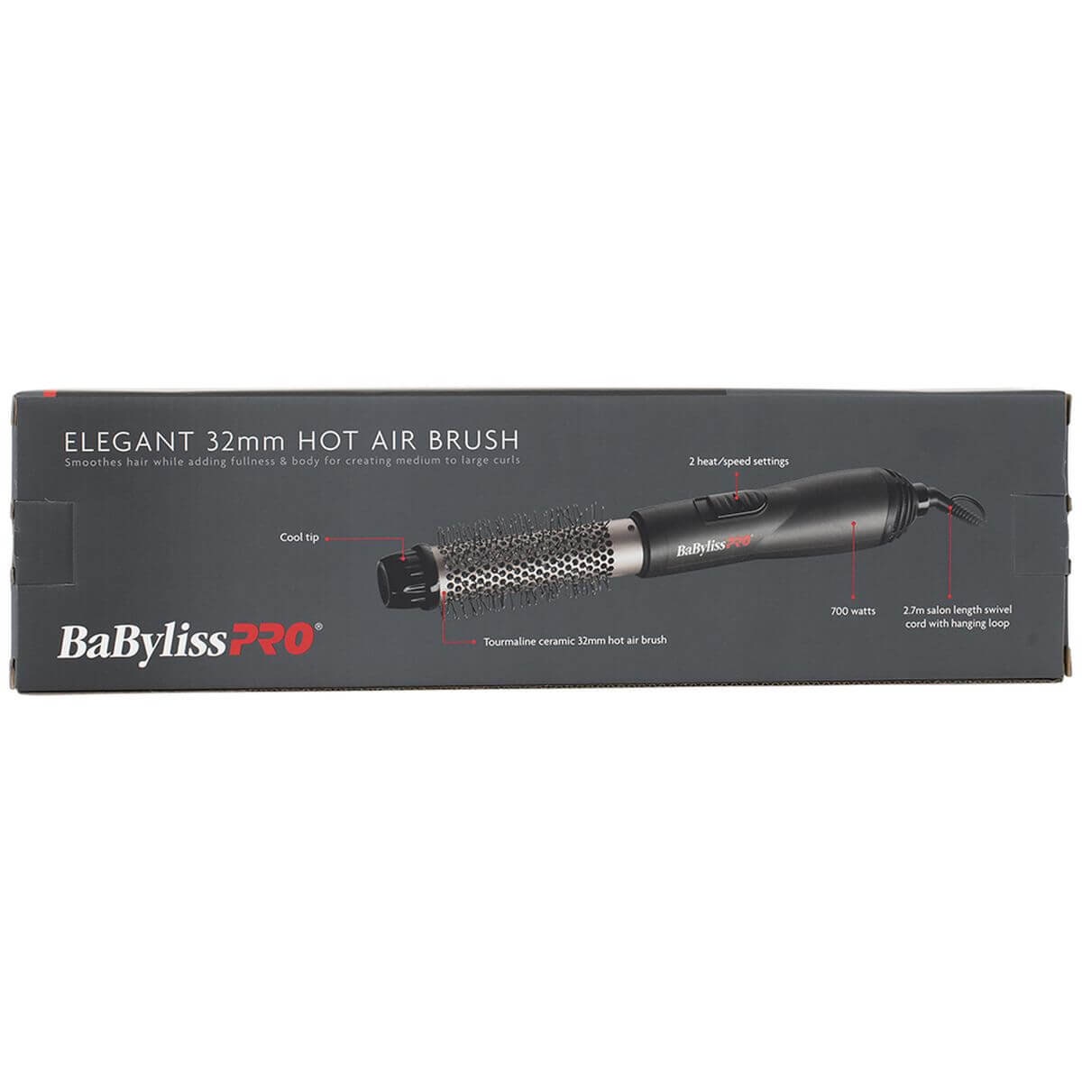BaBylissPRO Elegant 32mm hot air brush - black, 700W motor, tourmaline ceramic barrel - 900839
