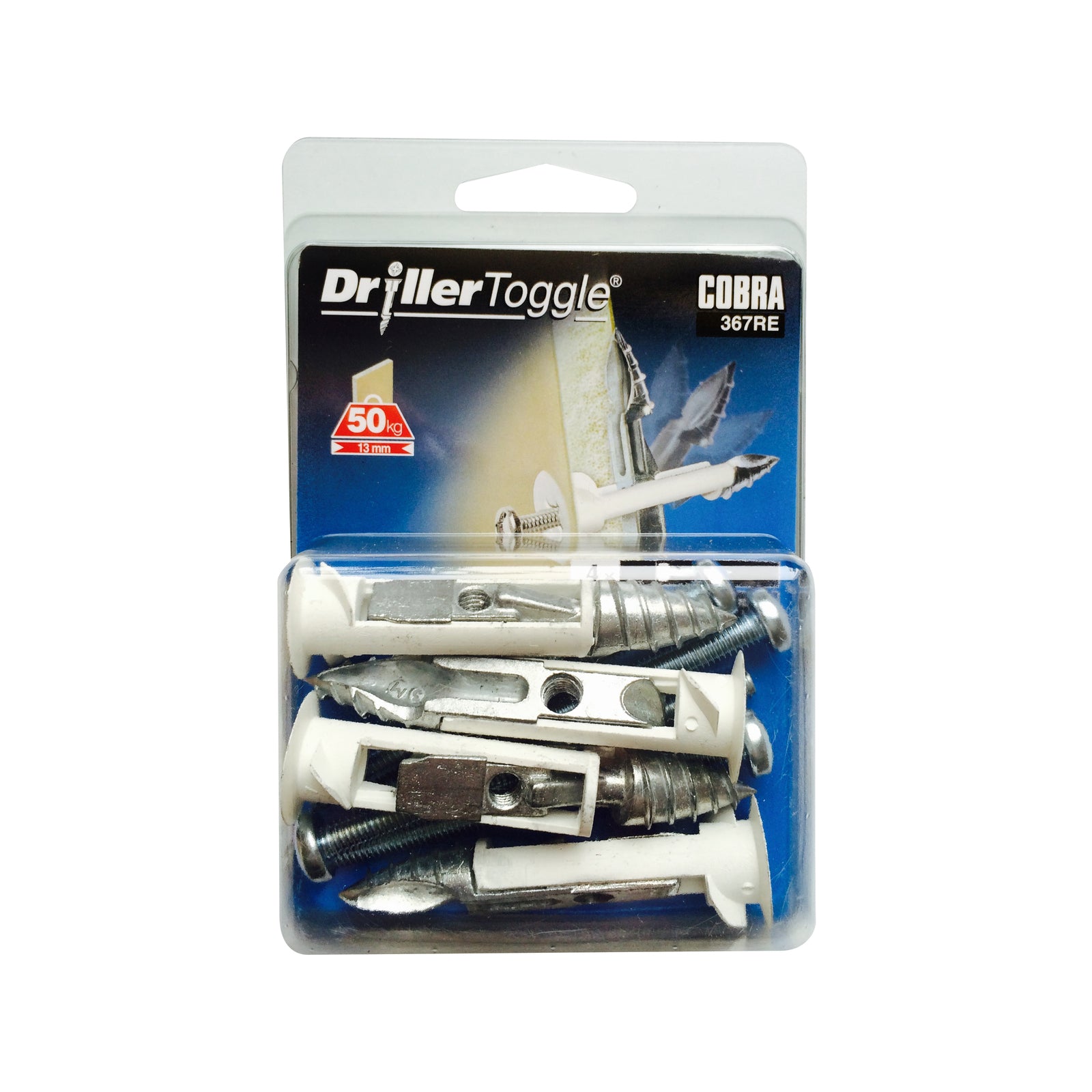 Cobra 6 x 75mm Driller Toggle Anchor Screws Steel 4 Pack