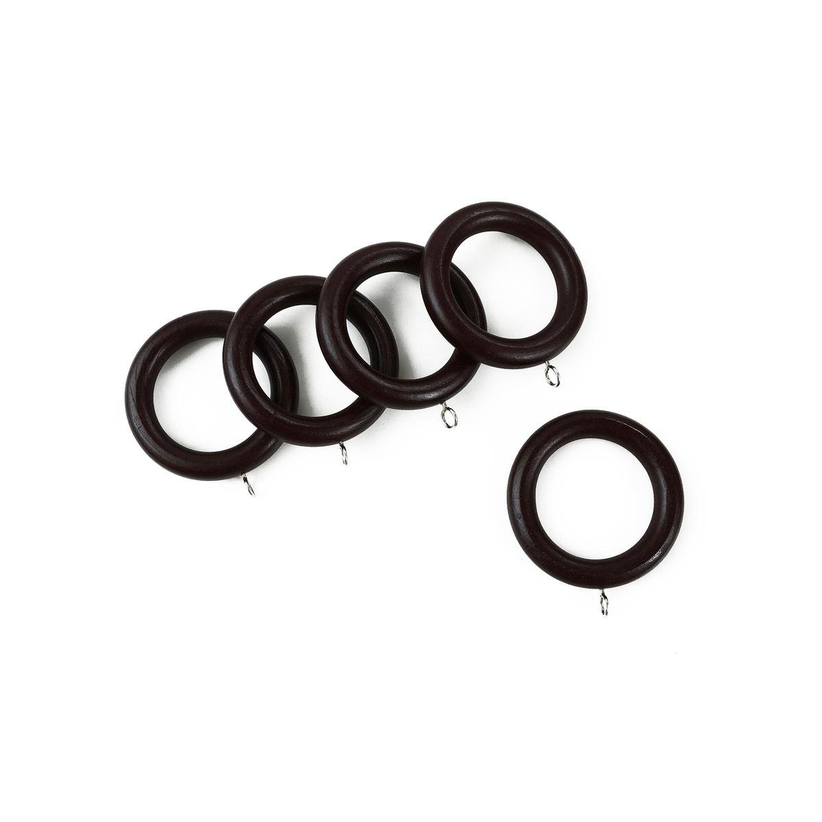 Windoware Walnut Timber Curtain Wood Pole Rings - 5 Pack