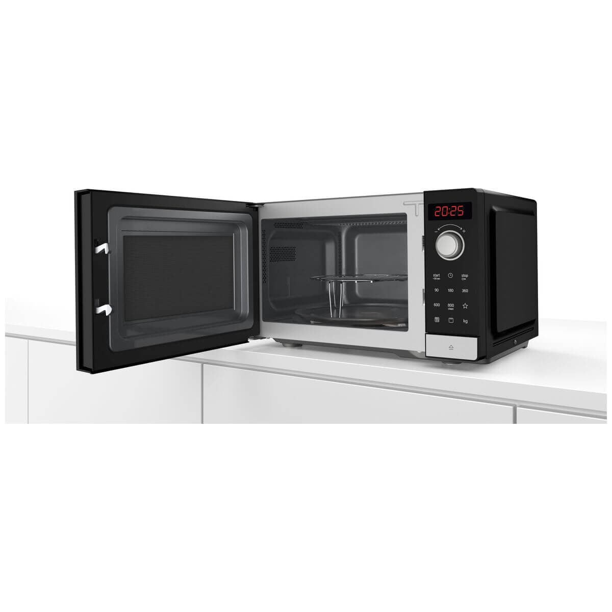Bosch Series 2 freestanding microwave with grill - 25L, 800W, AutoPilot 8, red LED display - FEL053MS3A