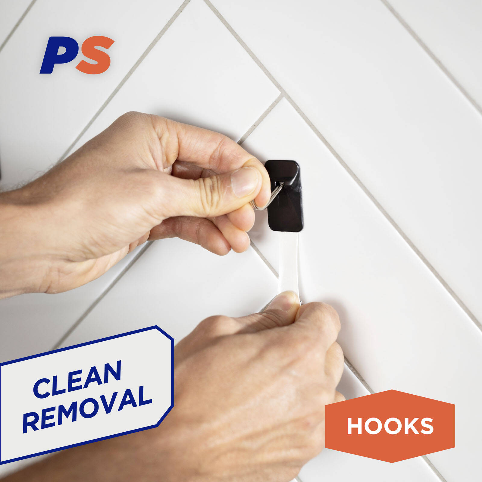 Permastik Small Self-Adhesive Kitchen Hooks 9 Pack - Black, Holds 500g